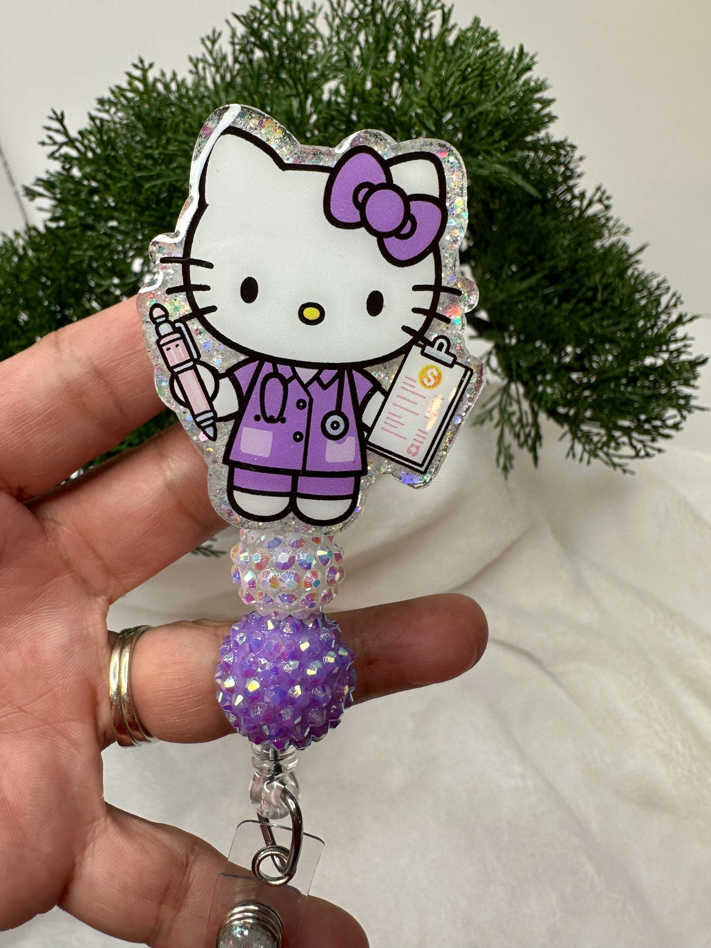 Purple Kitty Medical Biller Badge Reel