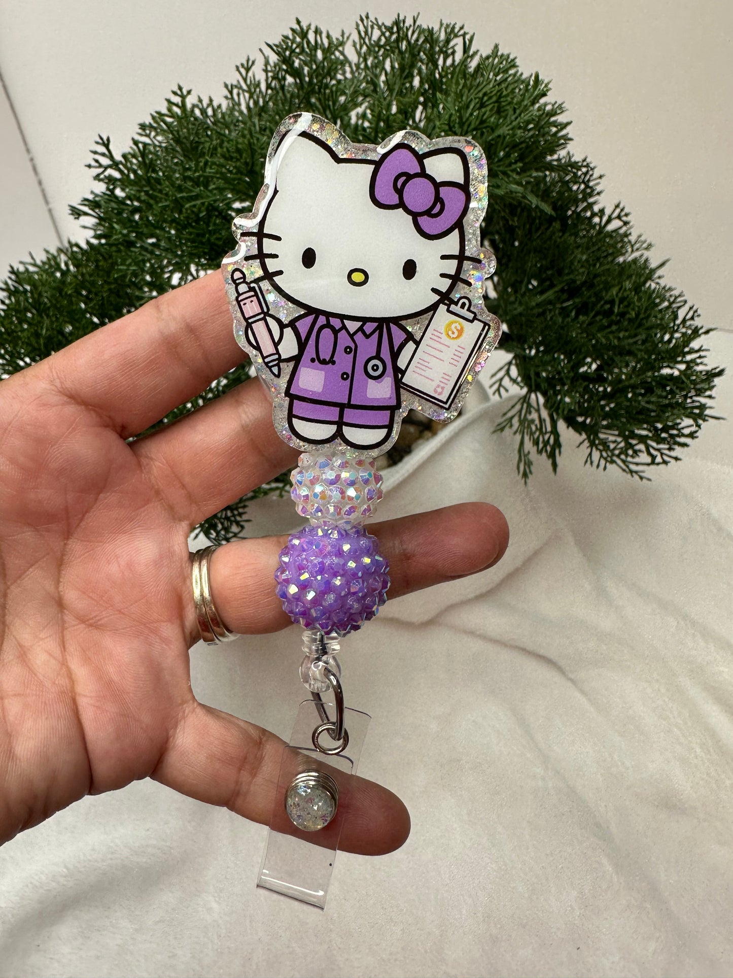 Purple Kitty Medical Biller Badge Reel