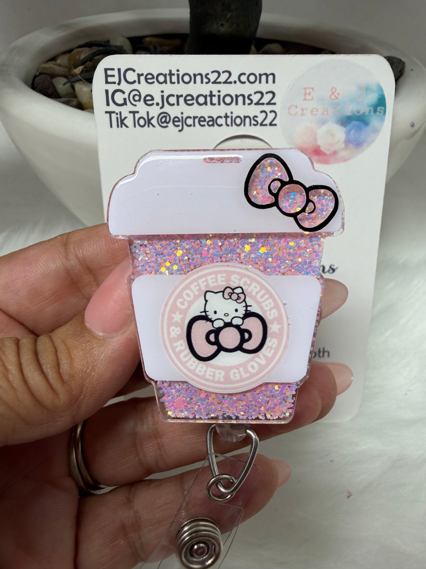 Kitty Coffee Scrubs and Rubber Gloves Badge Reel