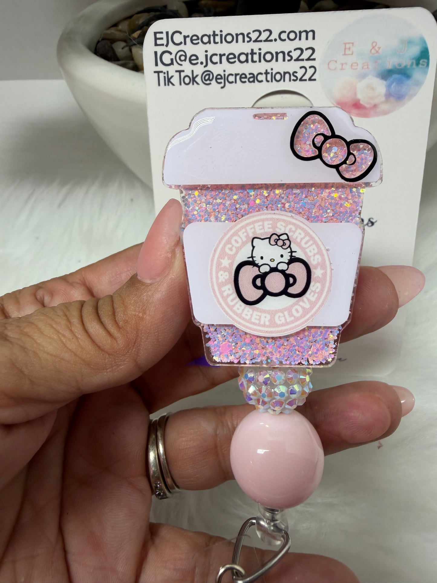 Kitty Coffee Scrubs and Rubber Gloves Badge Reel