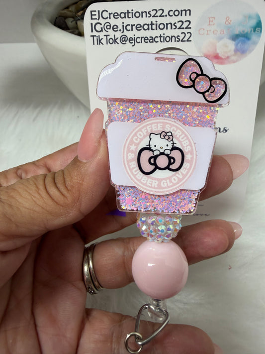Kitty Coffee Scrubs and Rubber Gloves Badge Reel