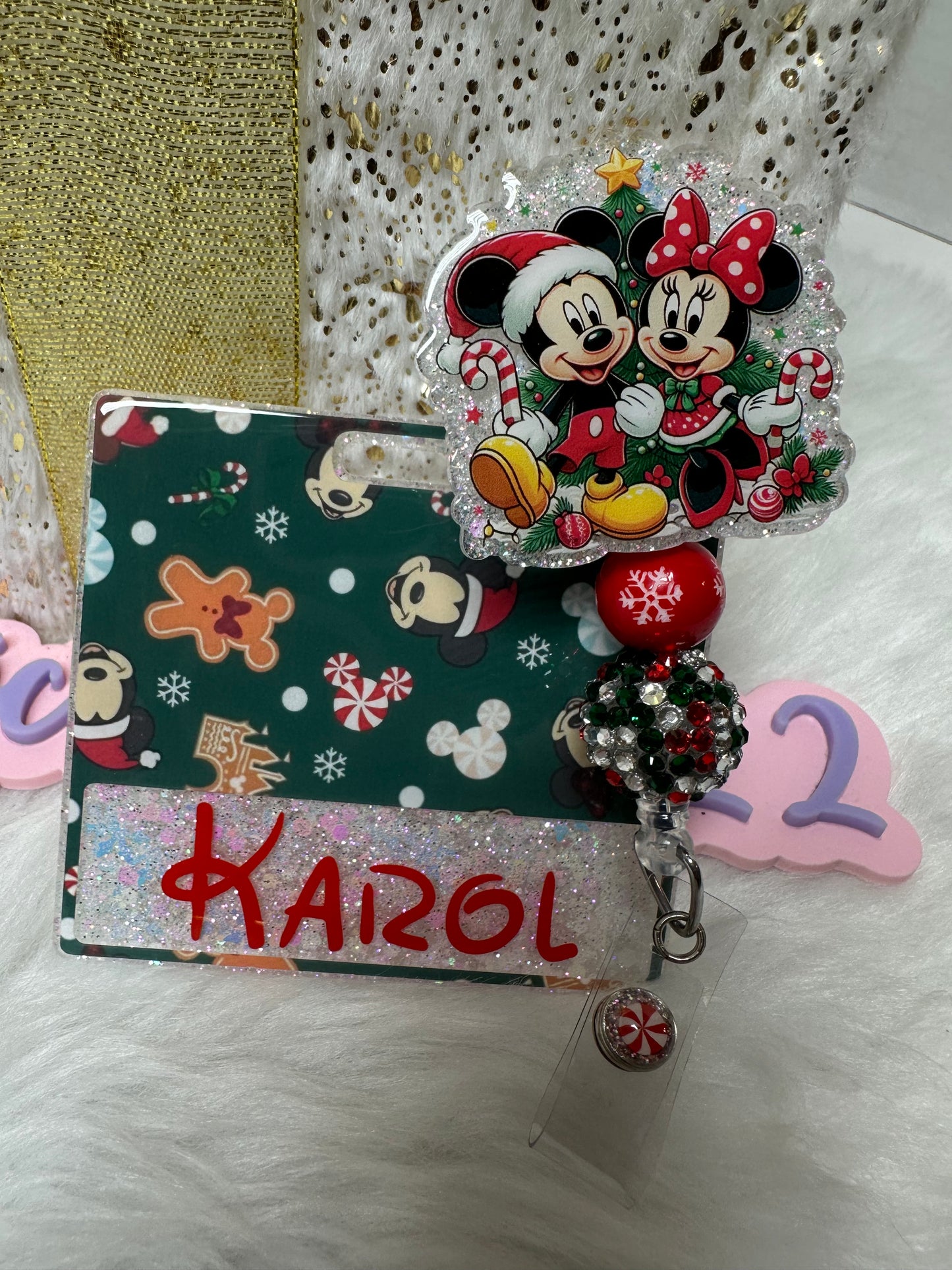 Christmas Mouse Couple Badge Buddy Set