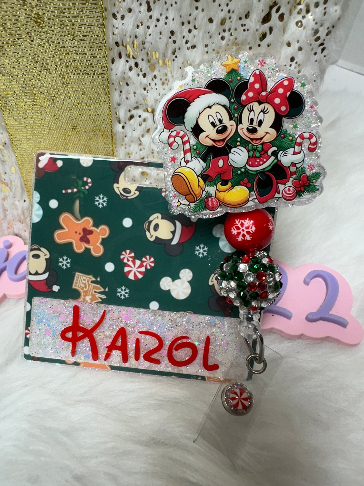 Christmas Mouse Couple Badge Buddy Set