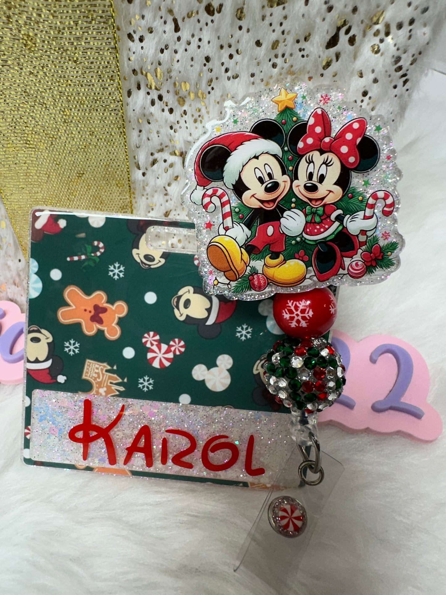 Christmas Mouse Couple Badge Buddy Set