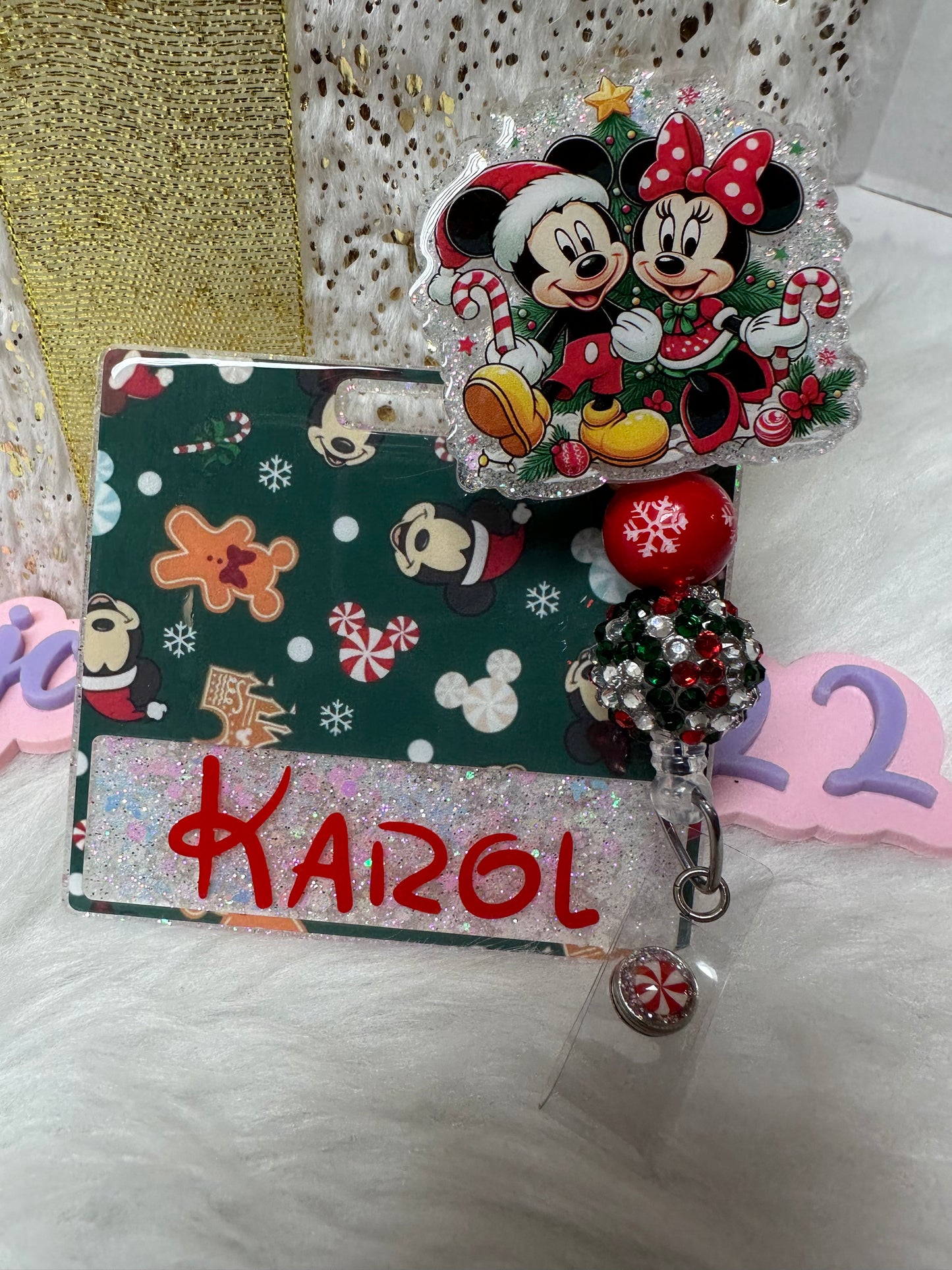 Christmas Mouse Couple Badge Buddy Set