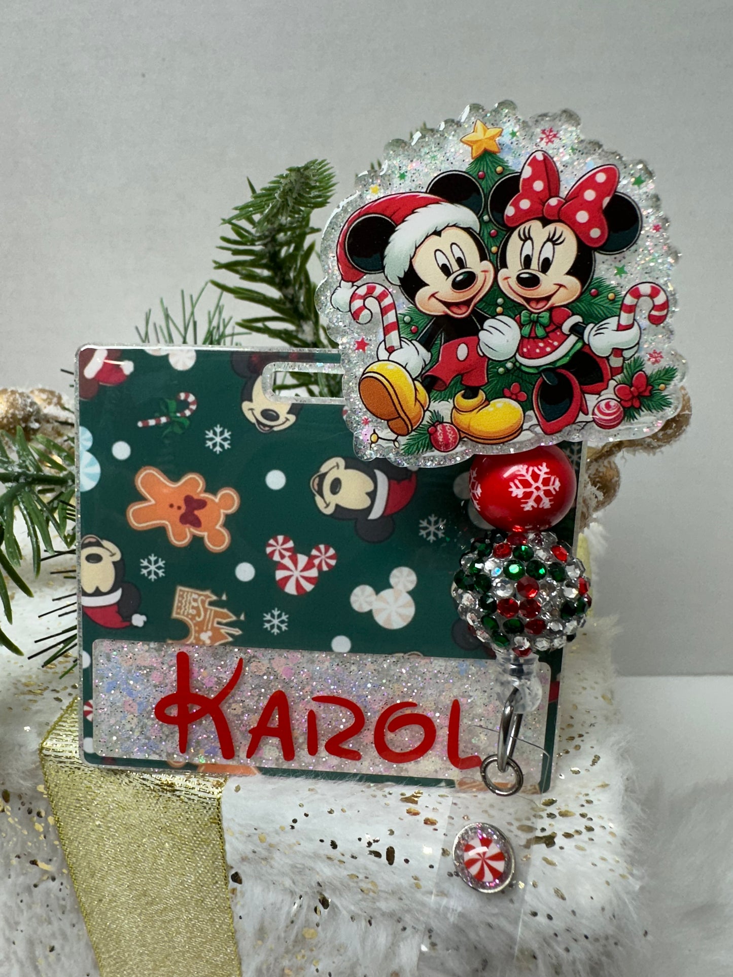 Christmas Mouse Couple Badge Buddy Set