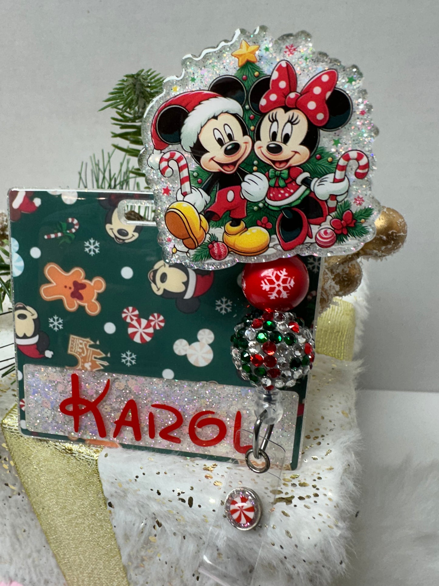 Christmas Mouse Couple Badge Buddy Set