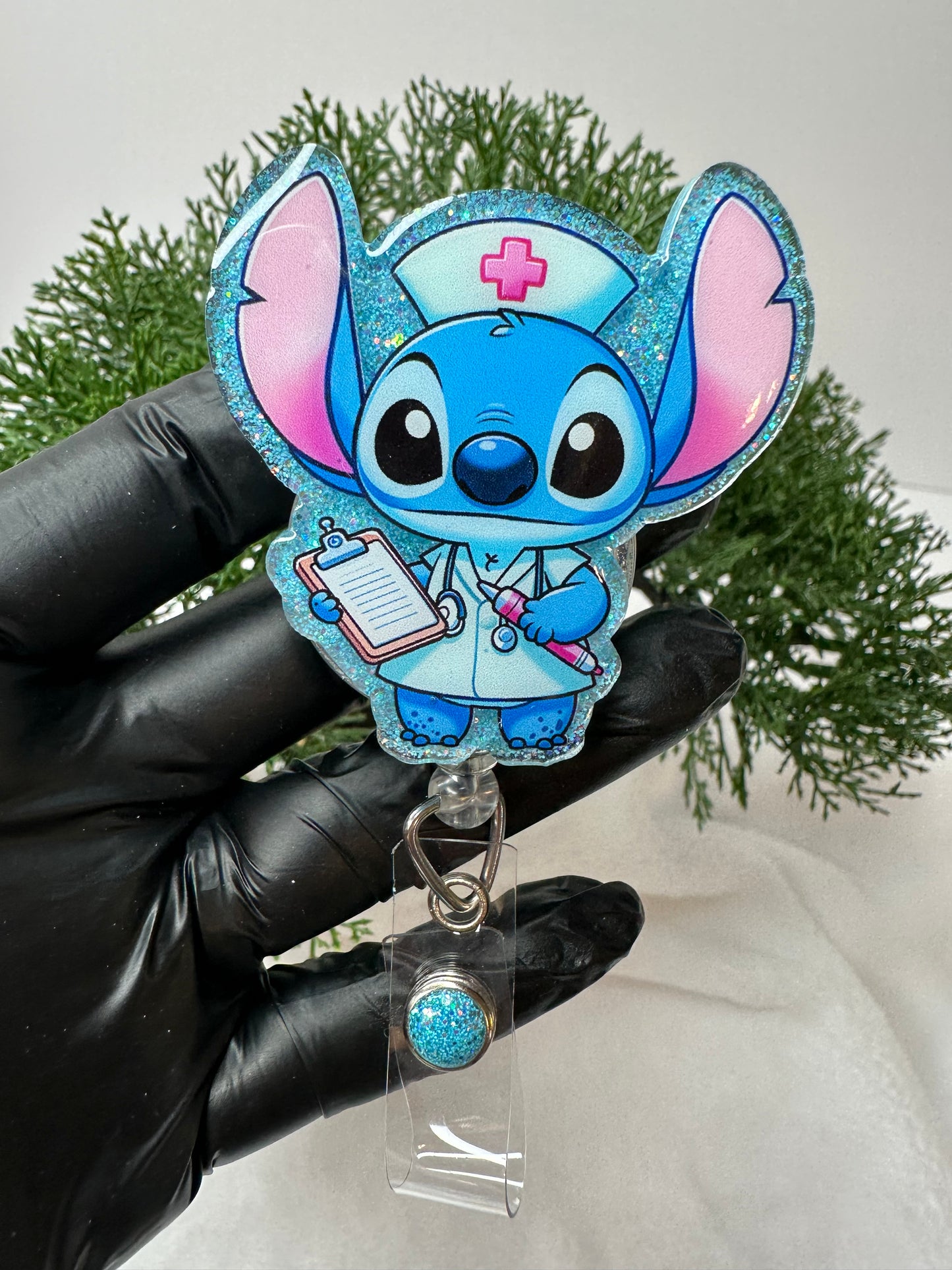 Blue Alien Nurse Badge Reel