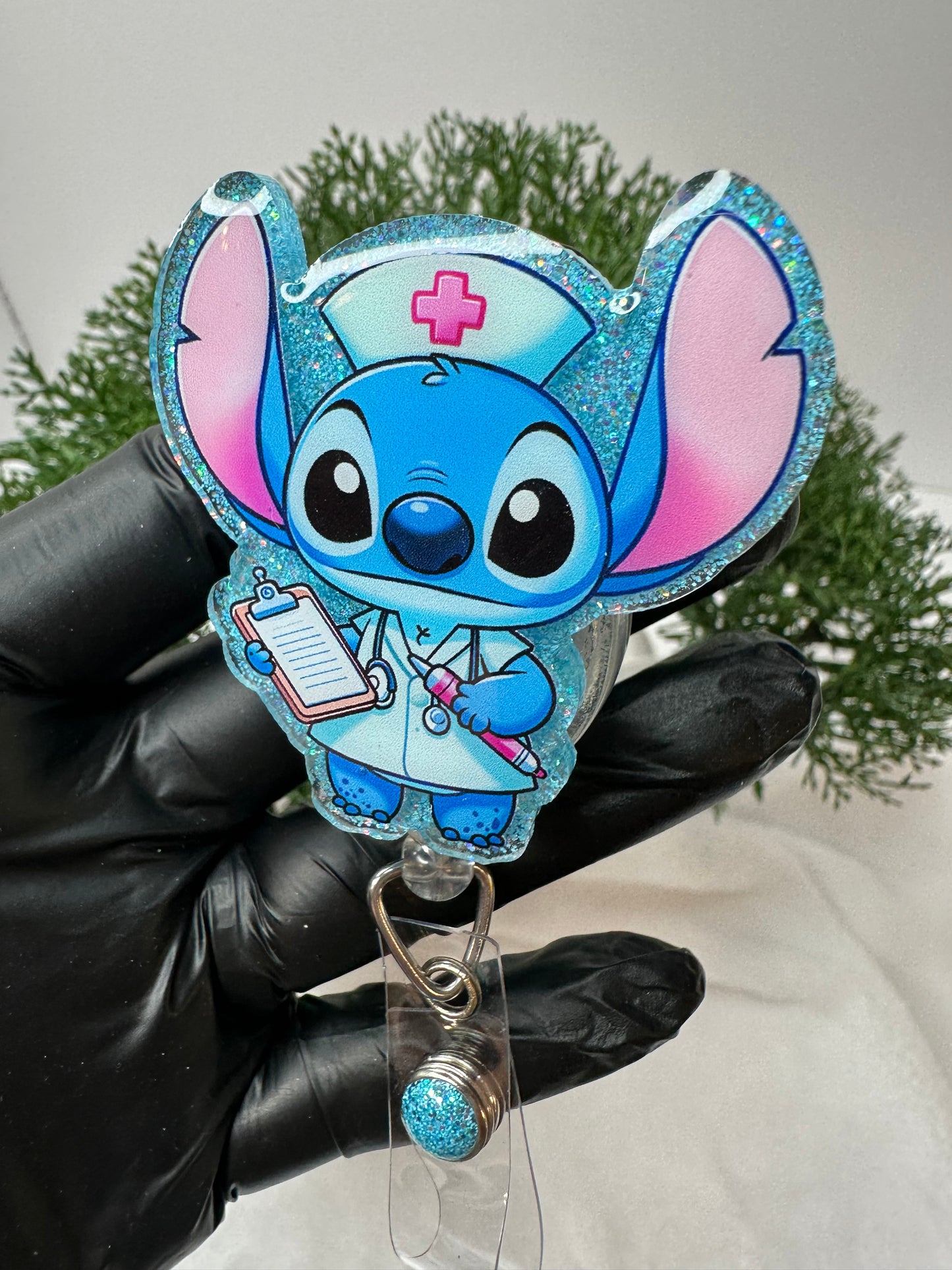 Blue Alien Nurse Badge Reel