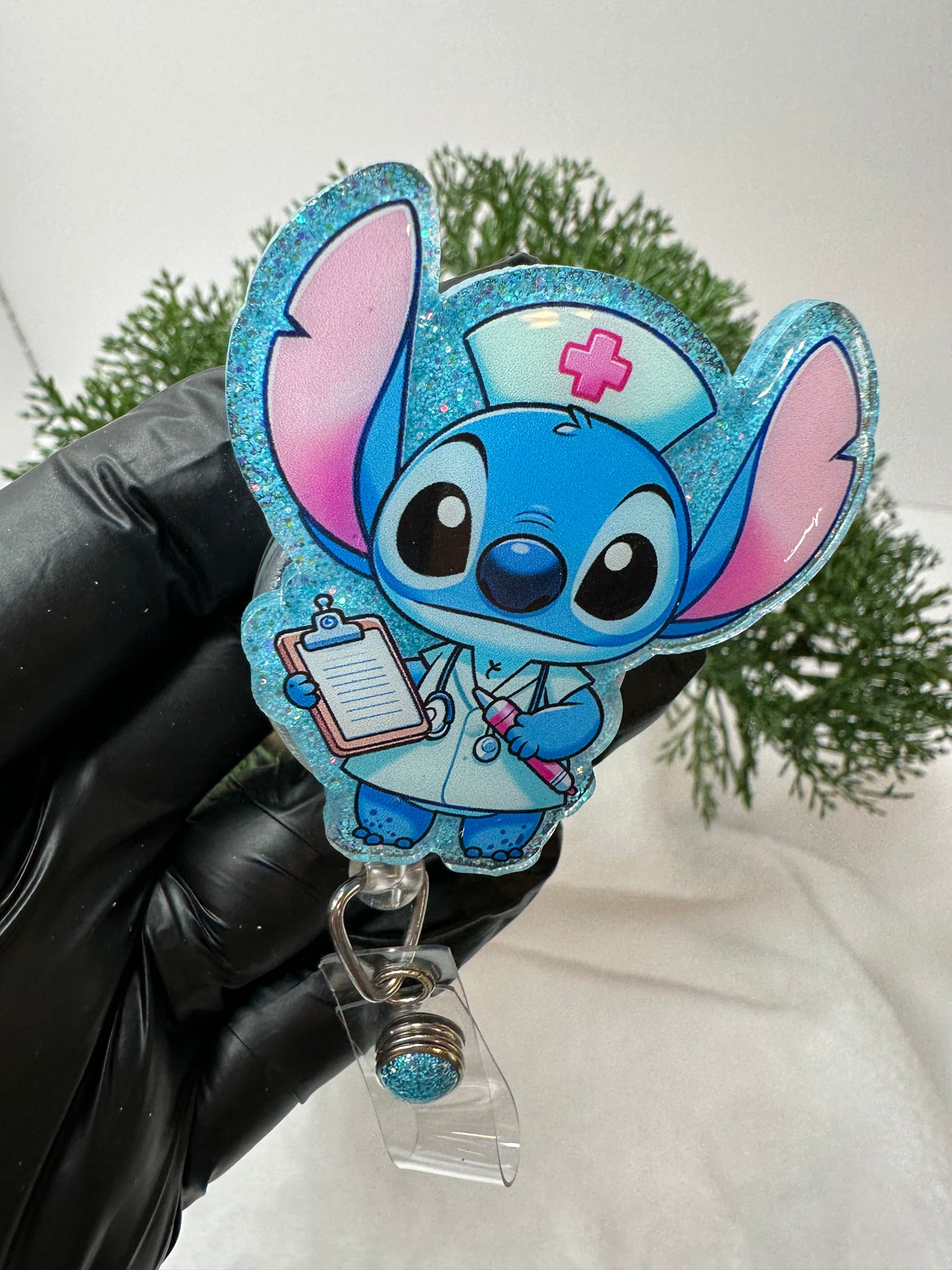 Blue Alien Nurse Badge Reel