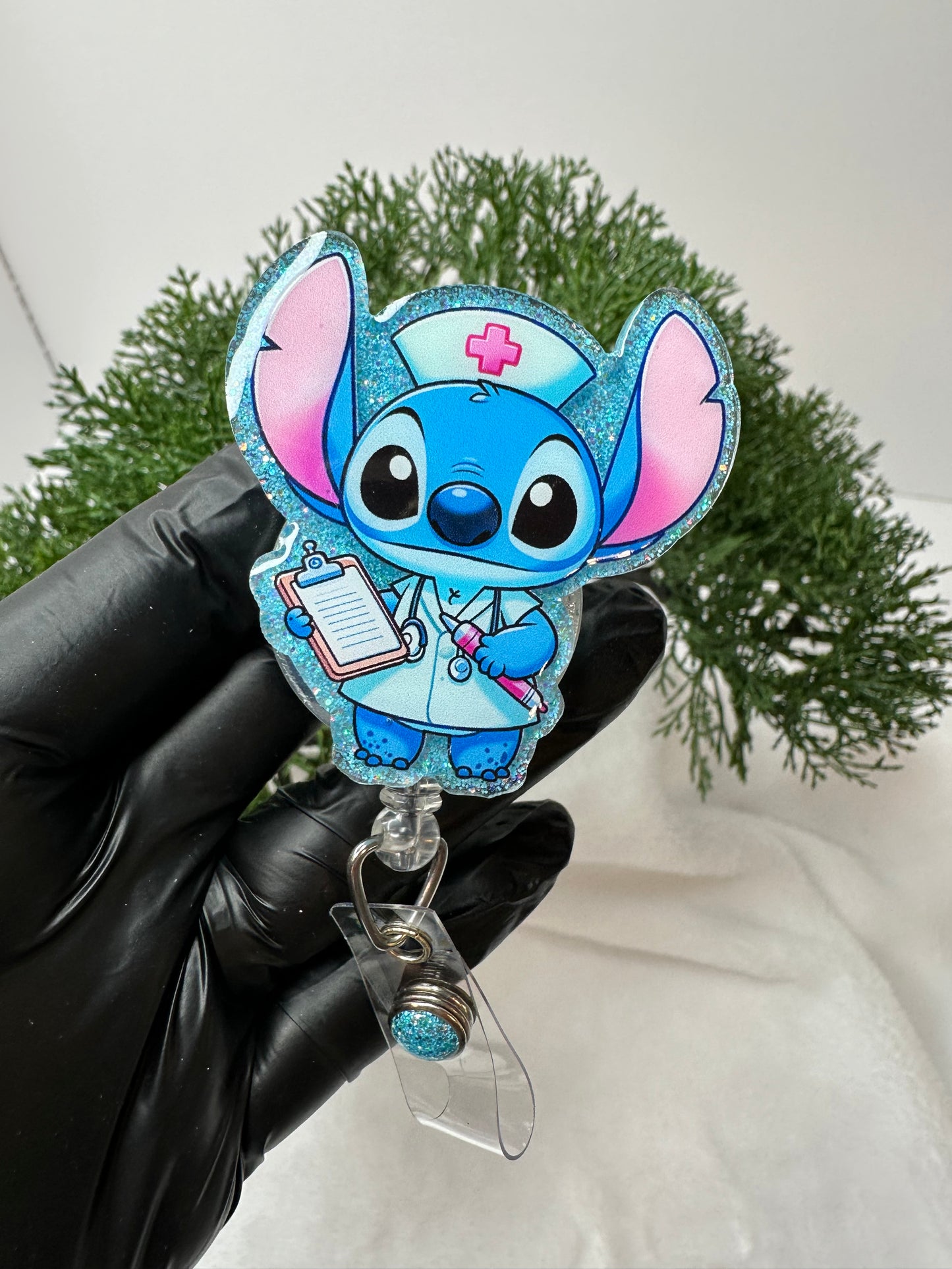 Blue Alien Nurse Badge Reel