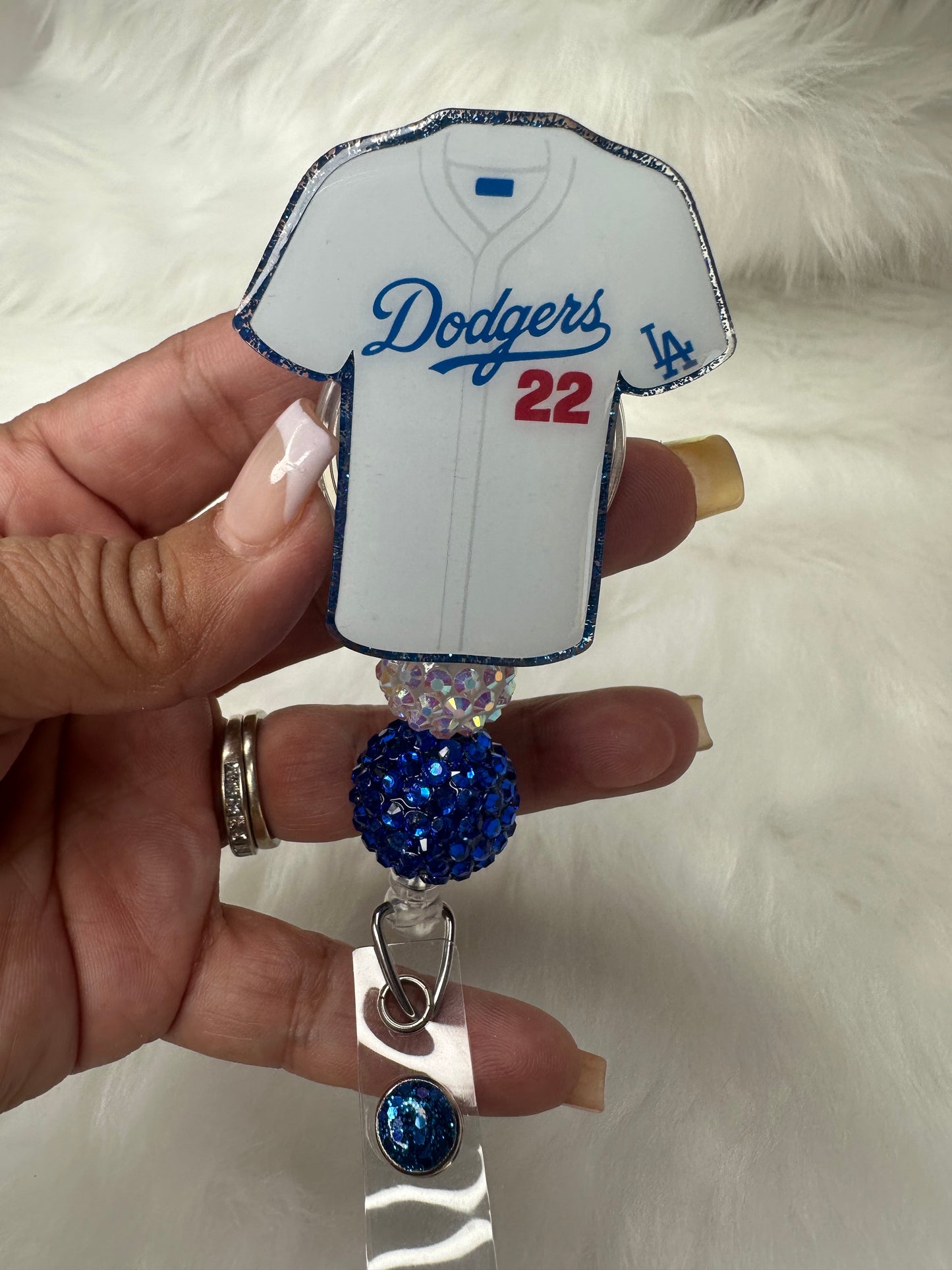 LA Blue Baseball Jersey Badge Reel