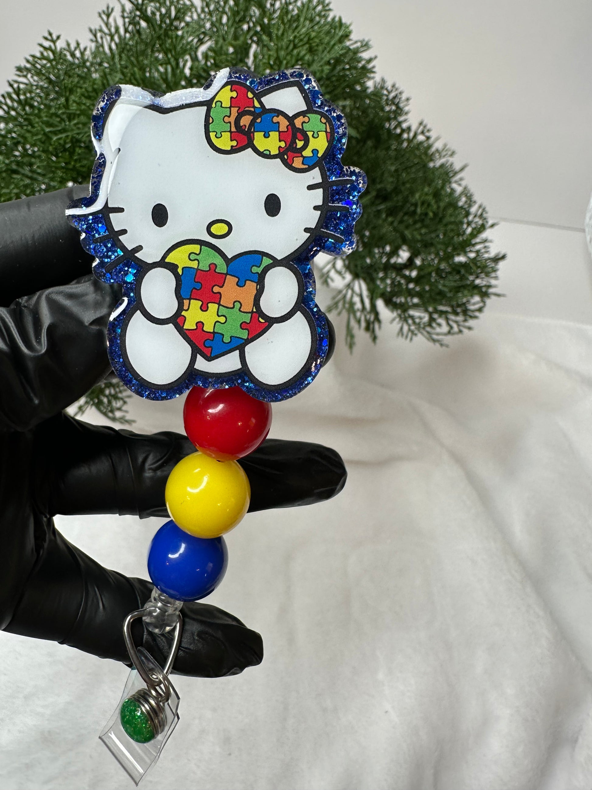 kitty autism awareness badge reel - autism badge reels