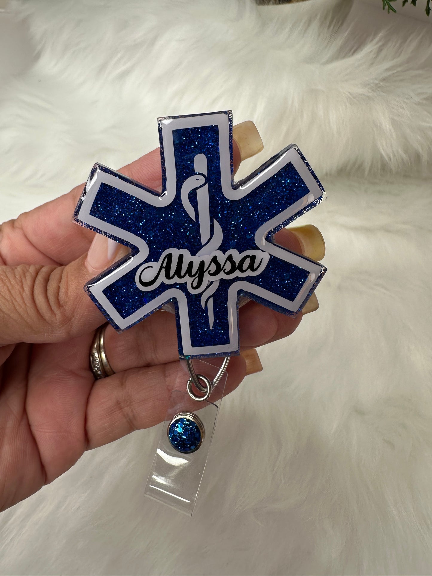 Personalized Star of Life / EMT Badge Reel
