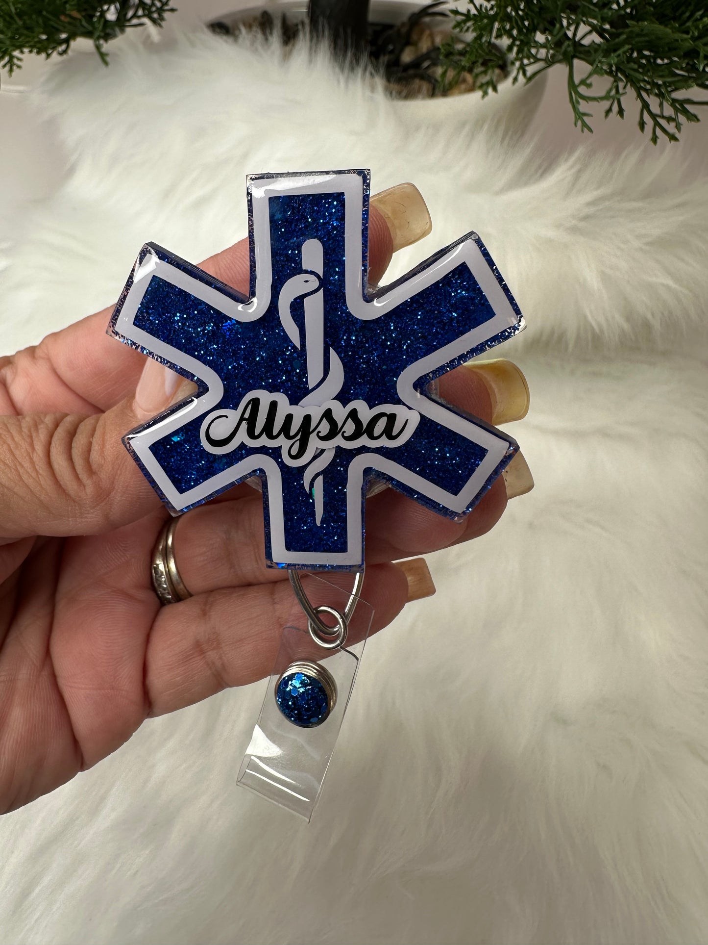 Personalized Star of Life / EMT Badge Reel