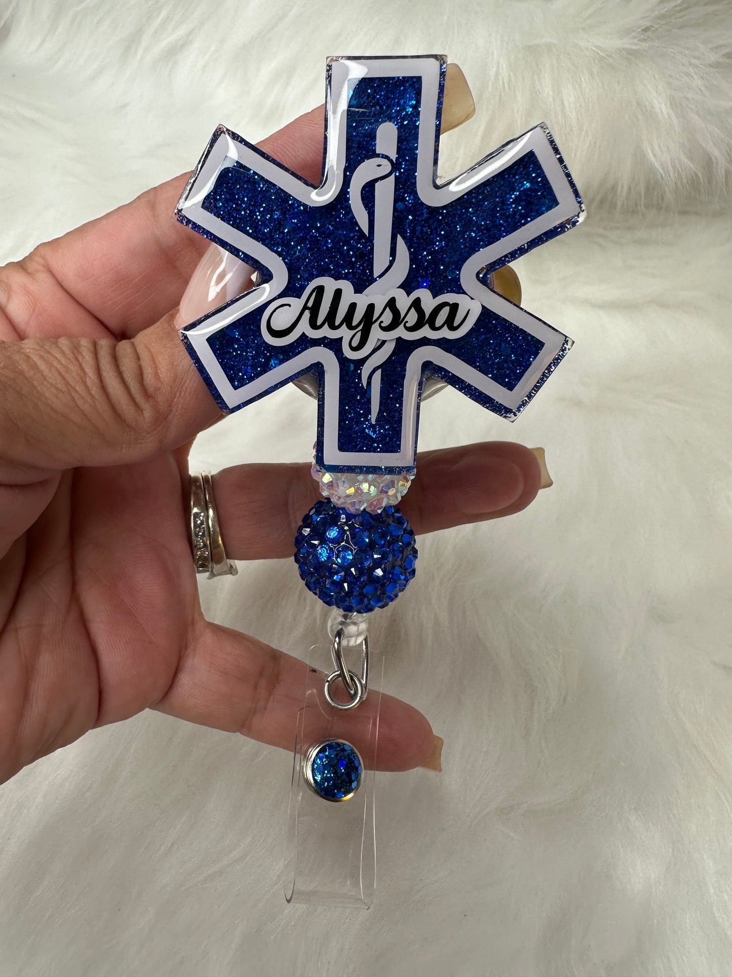 Personalized Star of Life / EMT Badge Reel