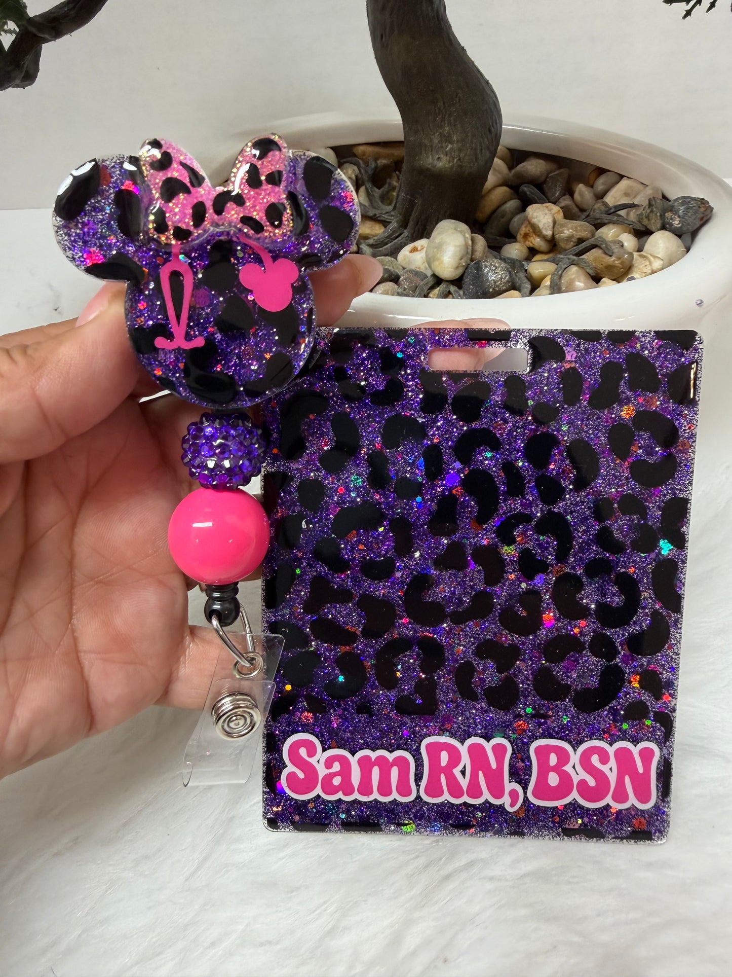 Purple Leopard/Cheetah Badge Buddy Set