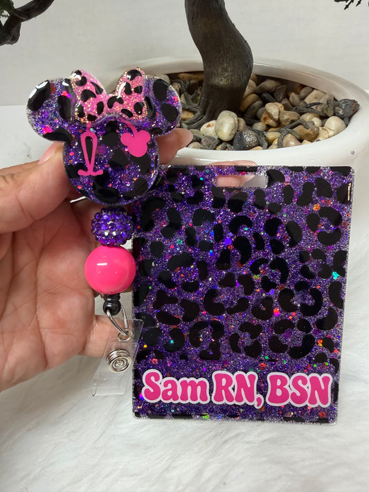 Purple Leopard/Cheetah Badge Buddy Set