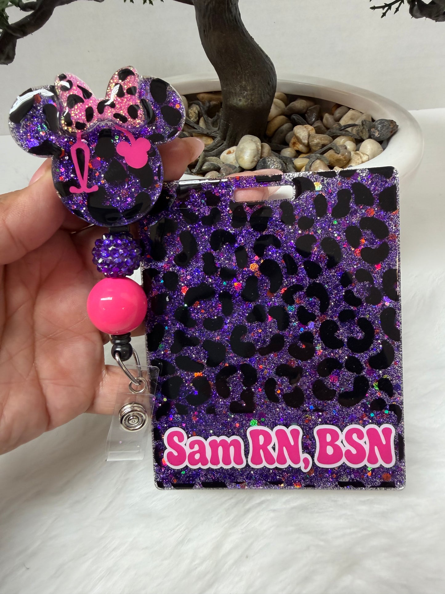 Purple Leopard/Cheetah Badge Buddy Set