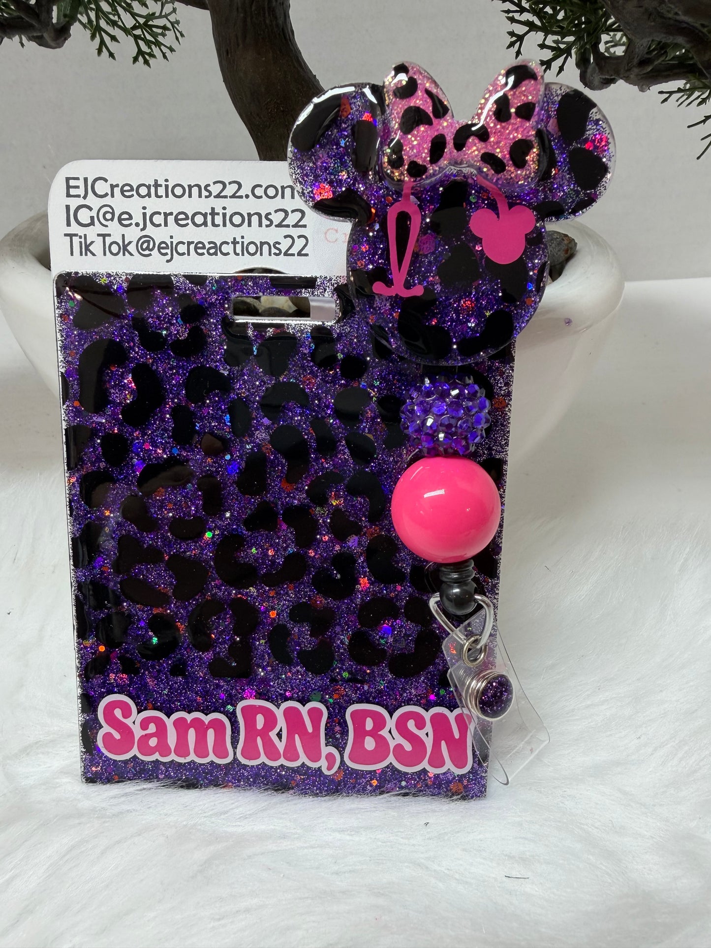 Purple Leopard/Cheetah Badge Buddy Set
