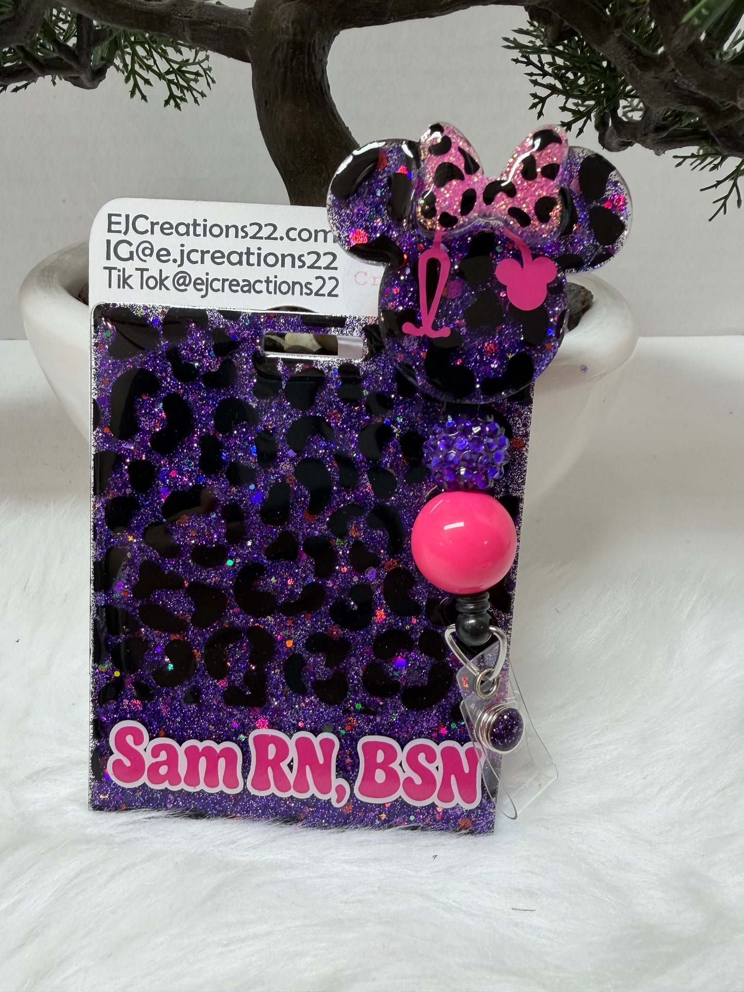Purple Leopard/Cheetah Badge Buddy Set