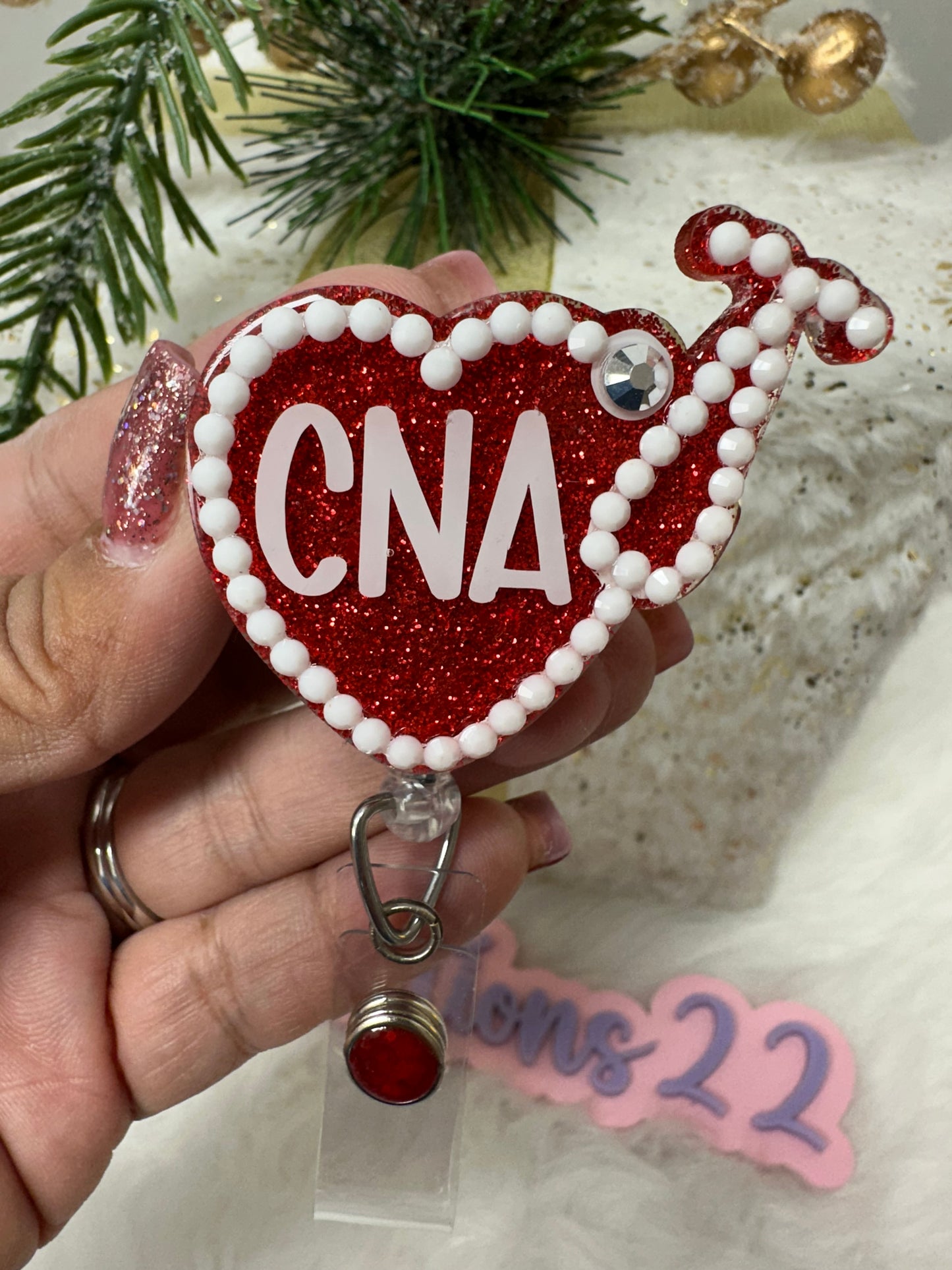 Stethoscope Nurse Heart Badge Reel