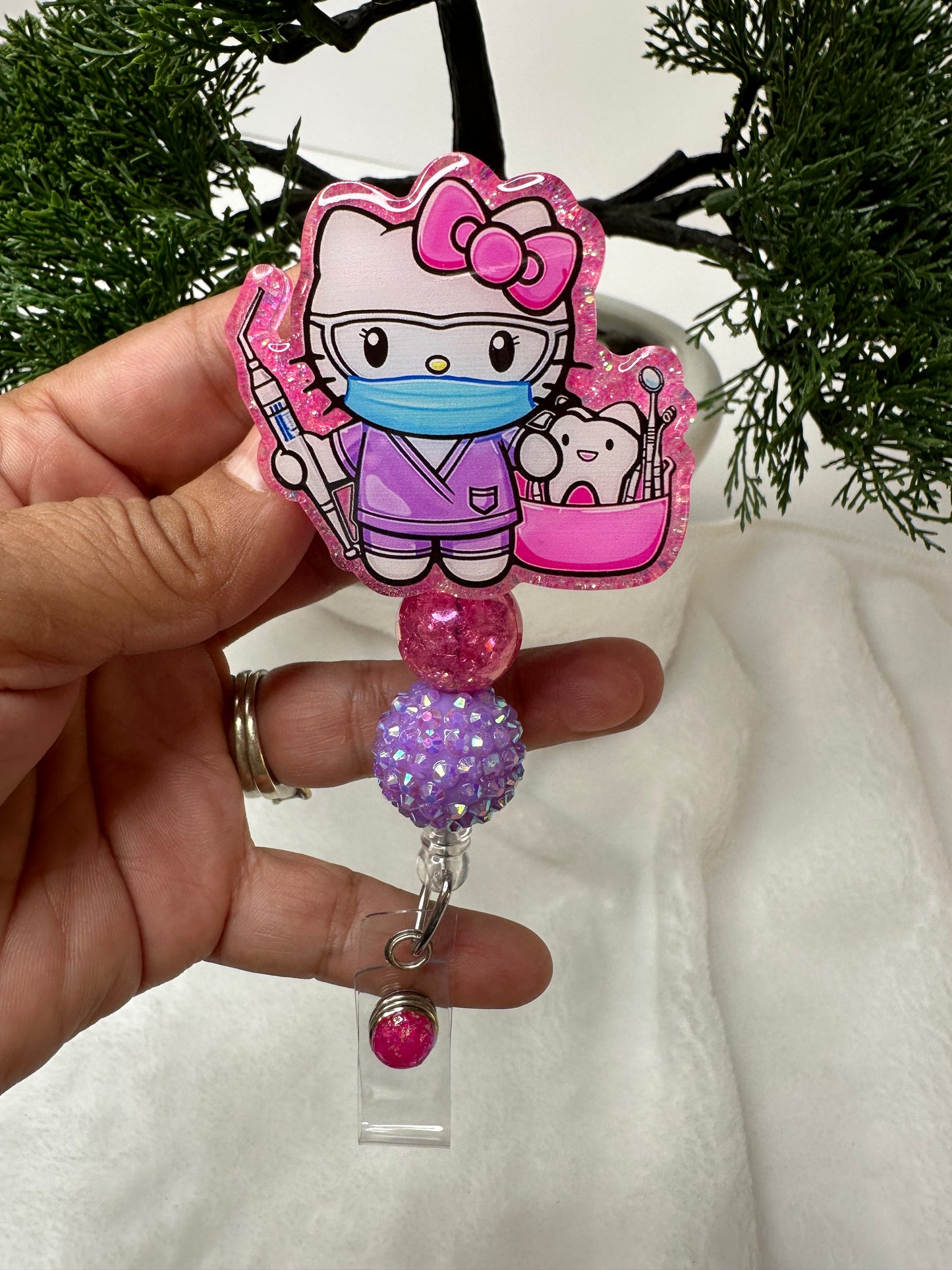 Kitty Dental Assistant Badge Reel