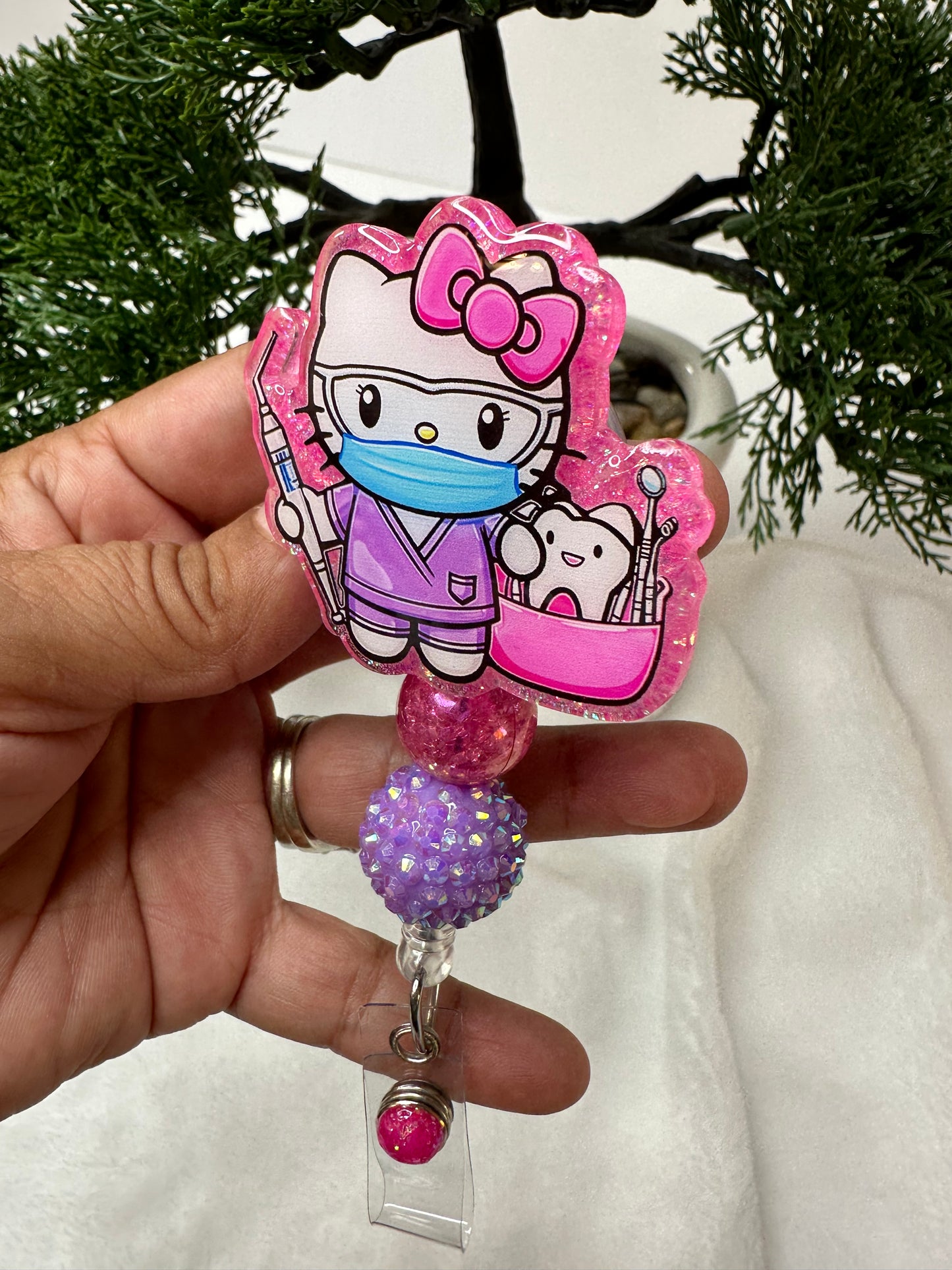 Kitty Dental Assistant Badge Reel