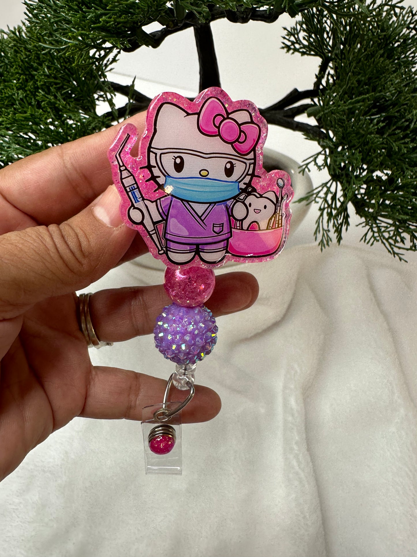 Kitty Dental Assistant Badge Reel