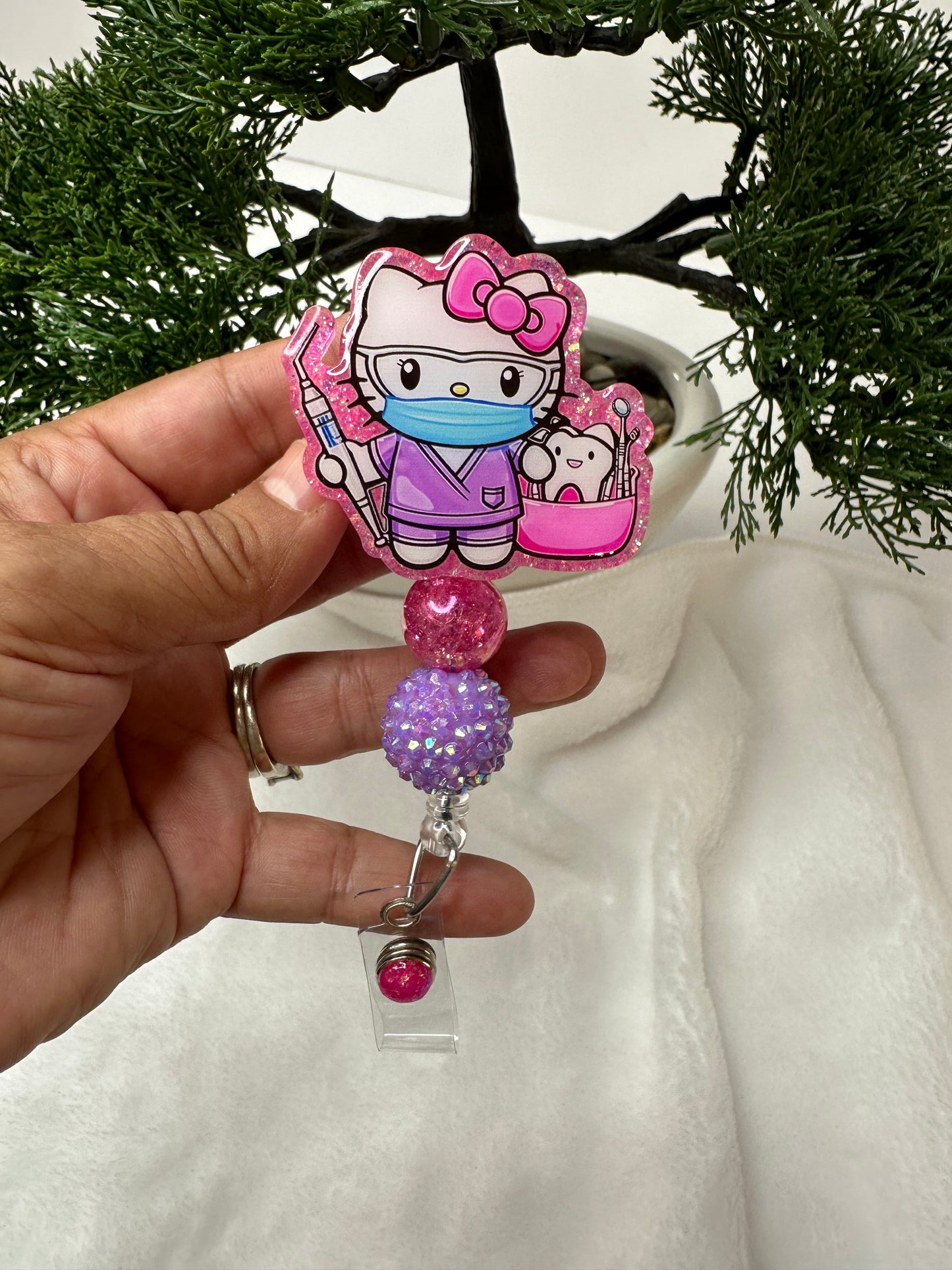 Kitty Dental Assistant Badge Reel