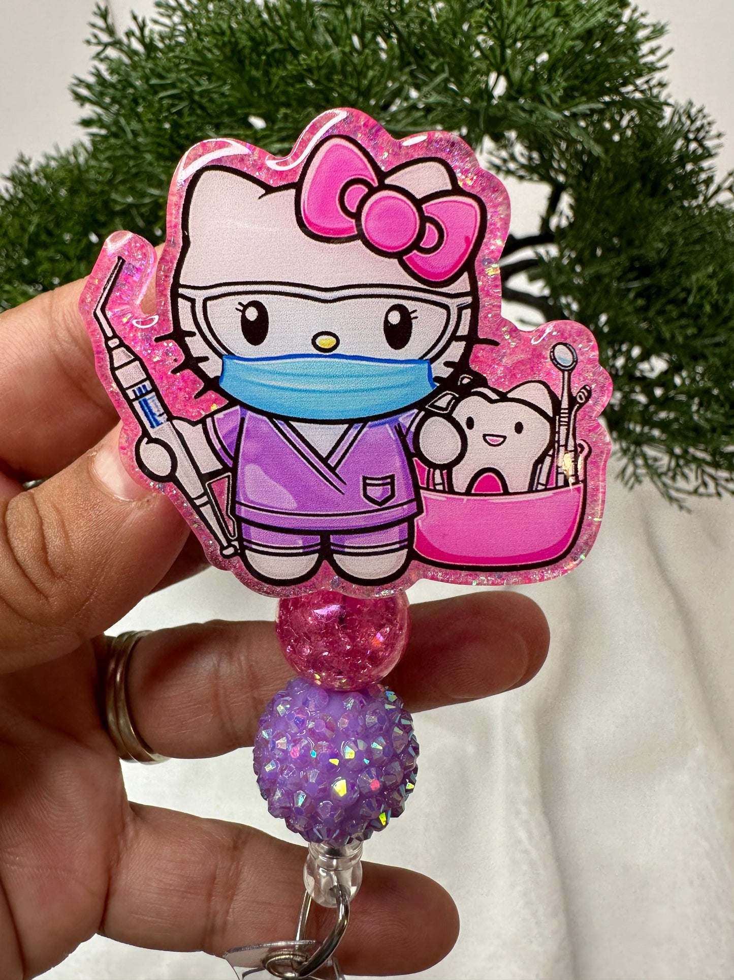 Kitty Dental Assistant Badge Reel