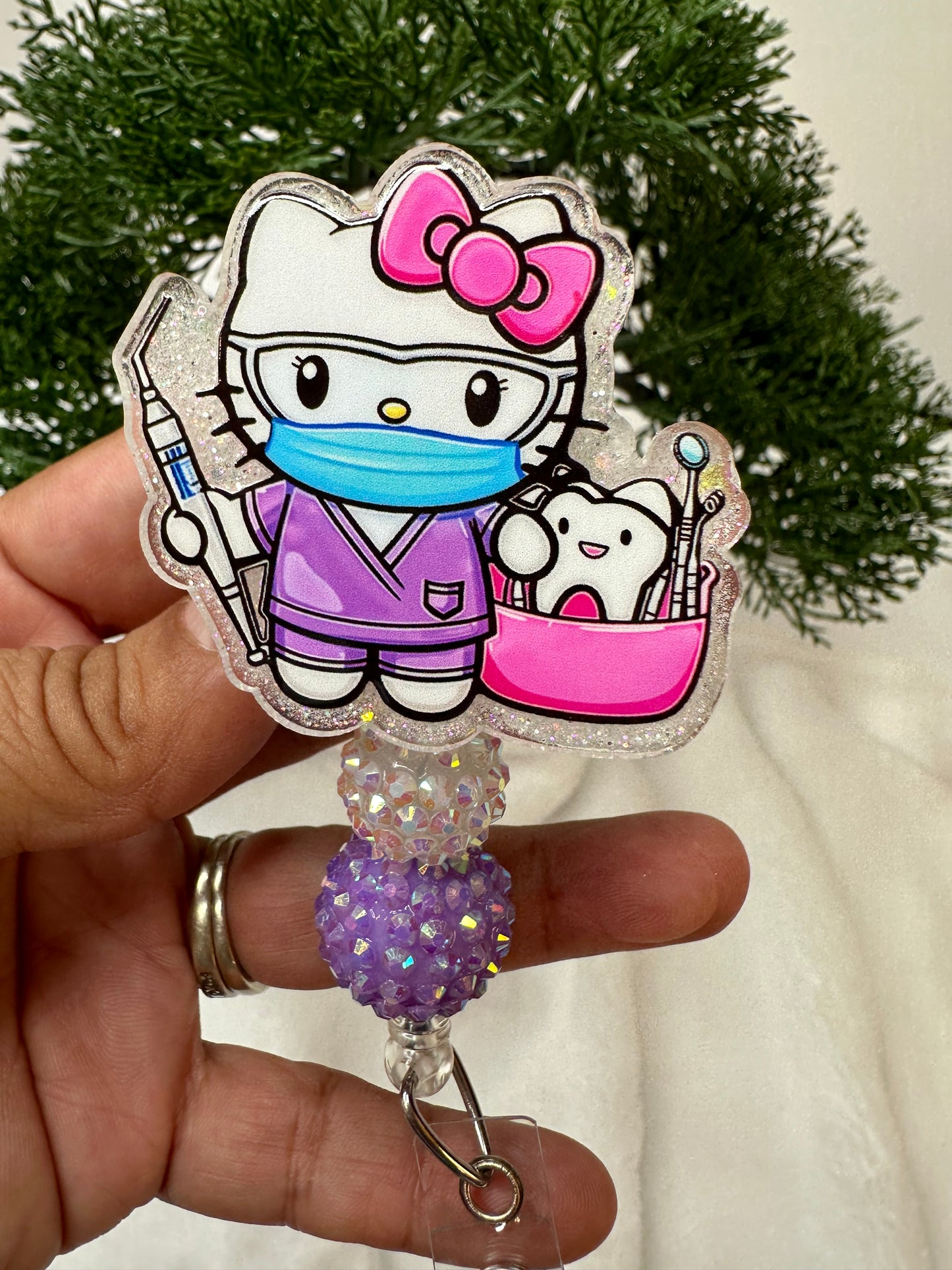 Kitty Dental Assistant Badge Reel