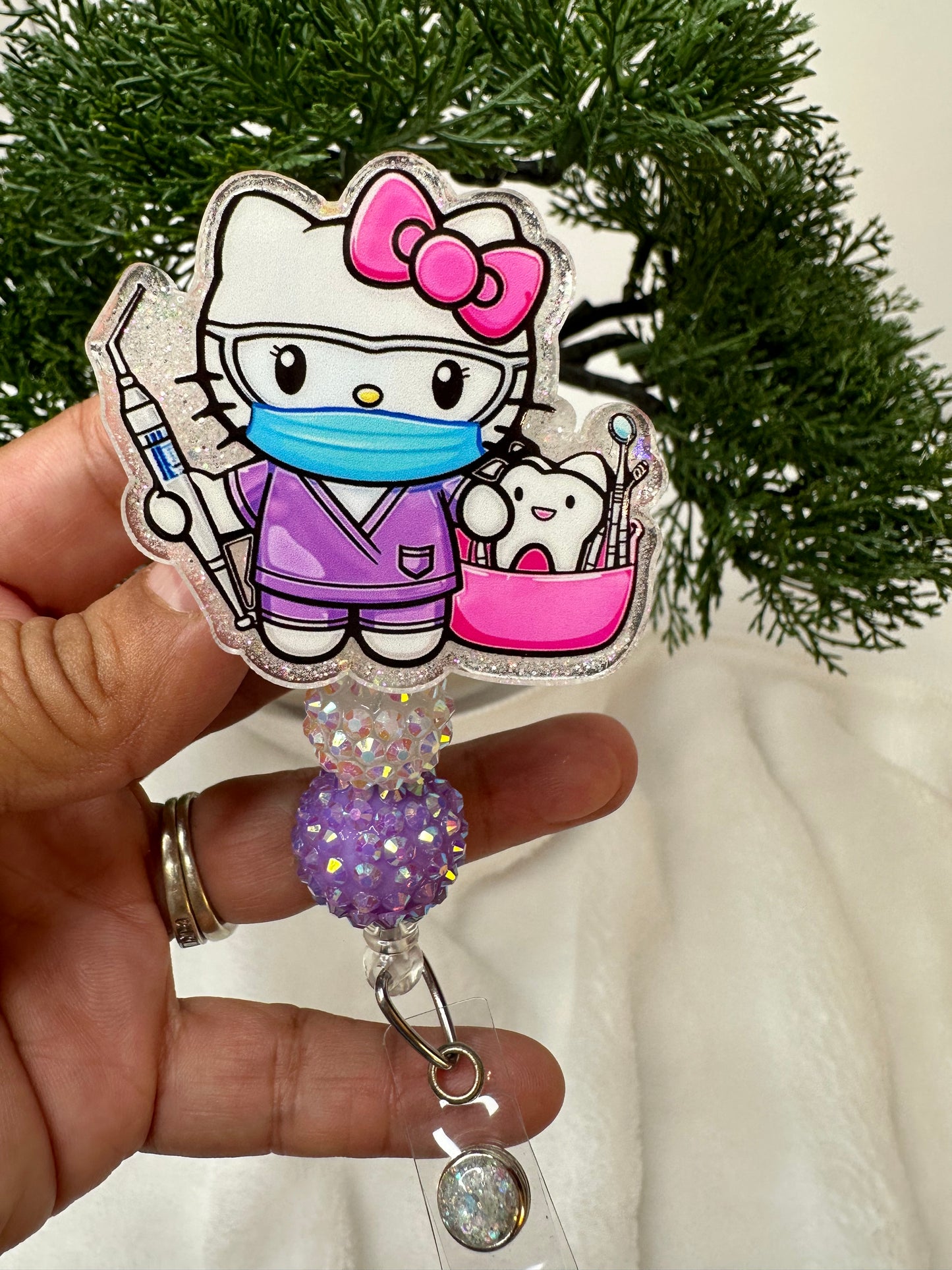 Kitty Dental Assistant Badge Reel