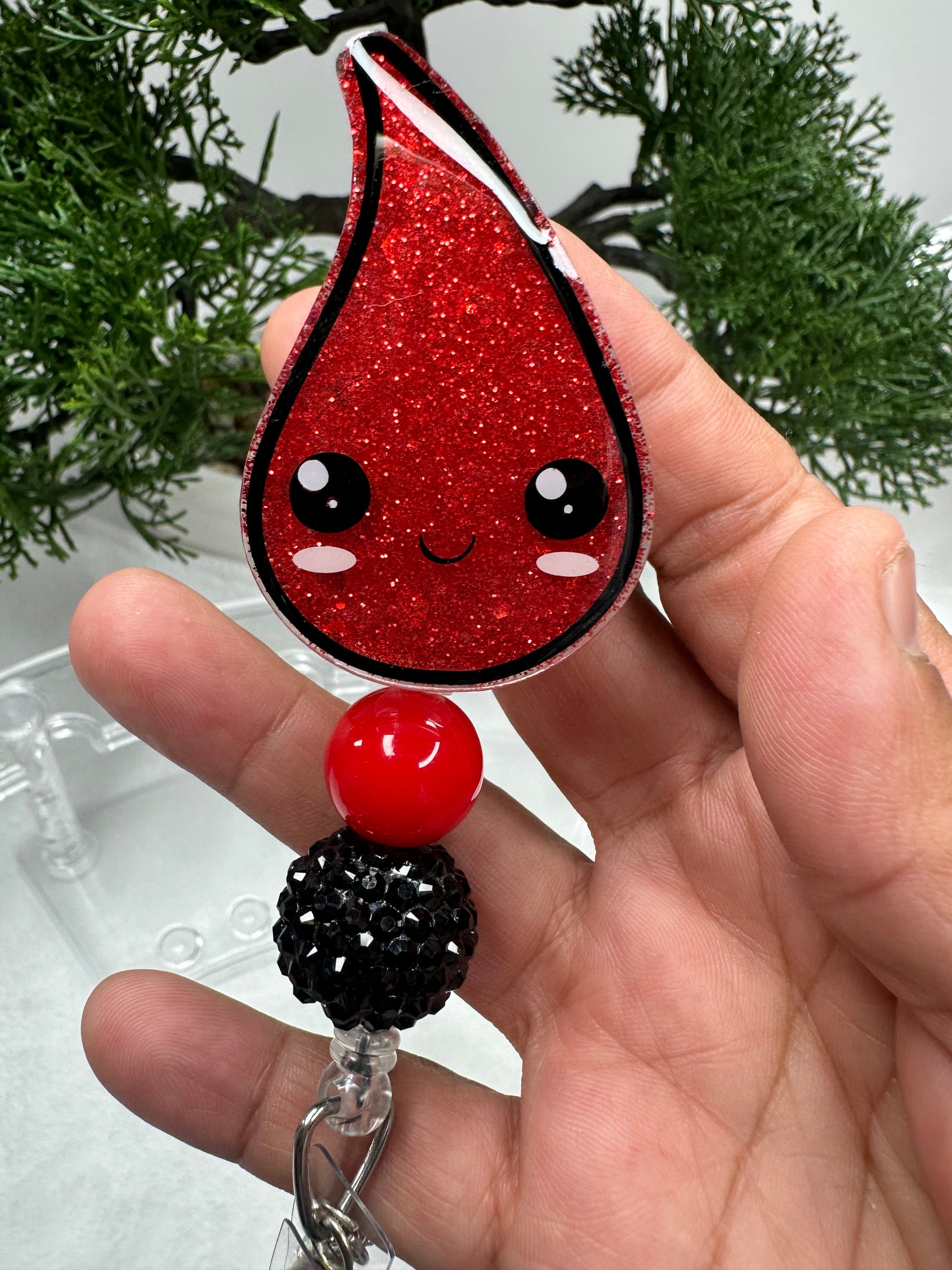 cute retro blood drop badge reel 