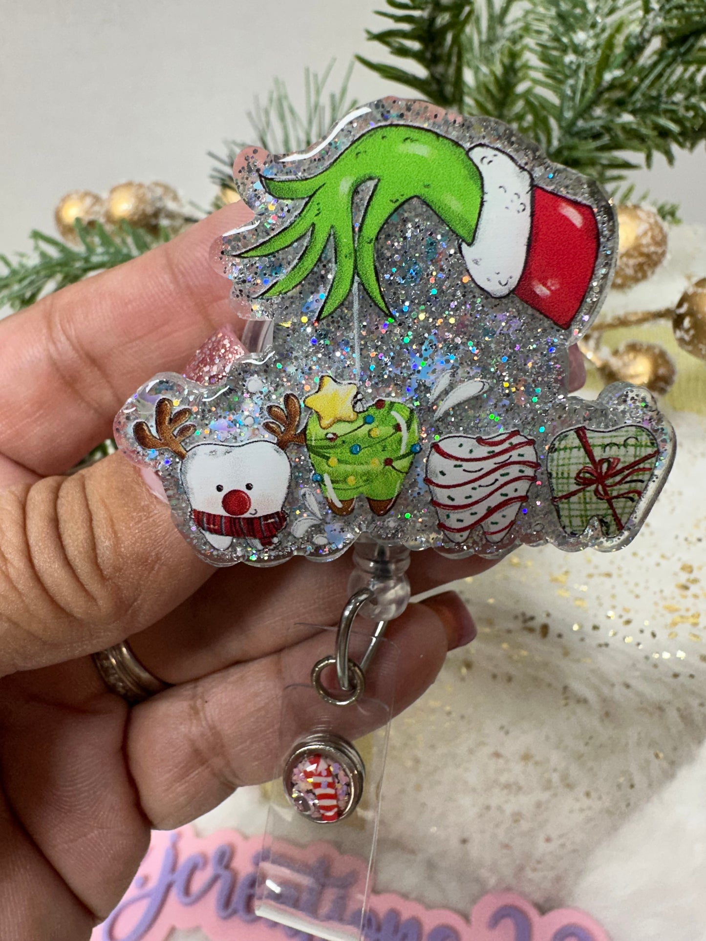 Dental Grinch Badge Reel