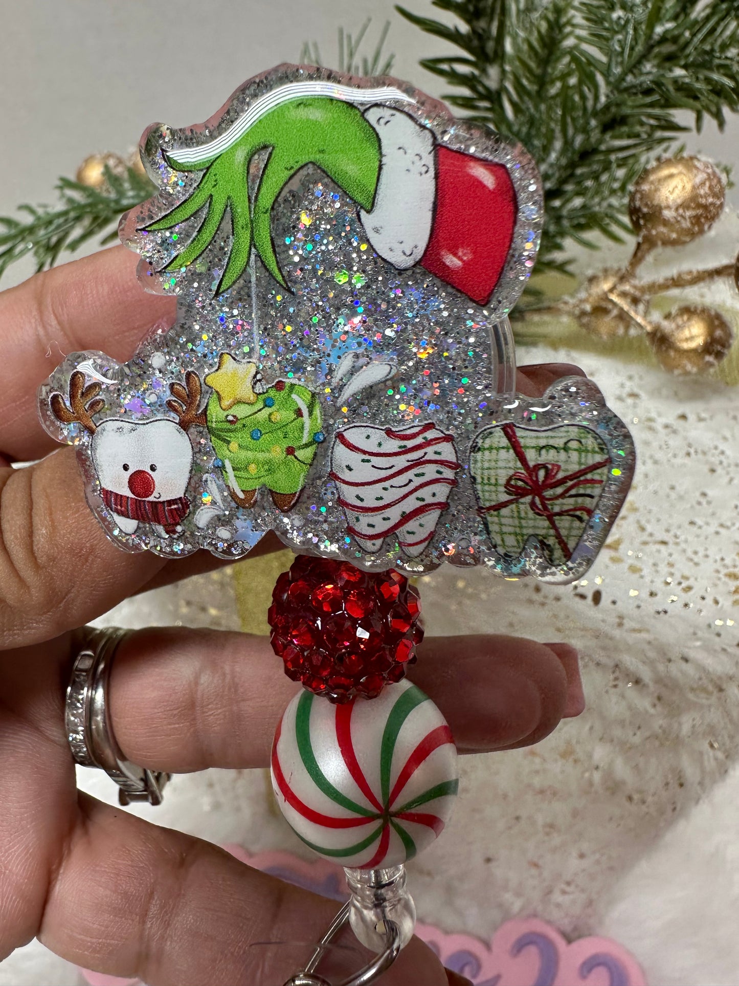 Dental Grinch Badge Reel