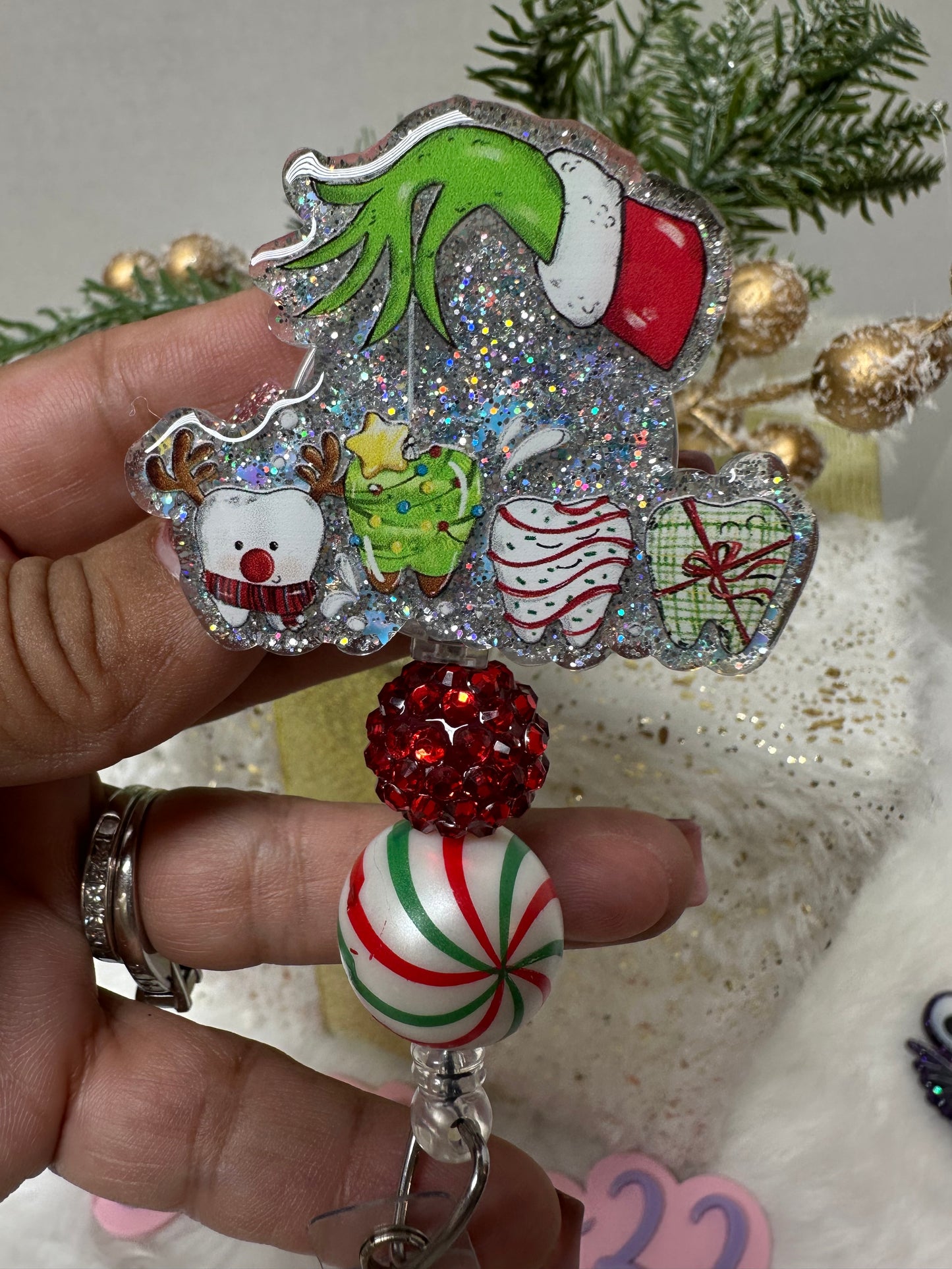 Dental Grinch Badge Reel