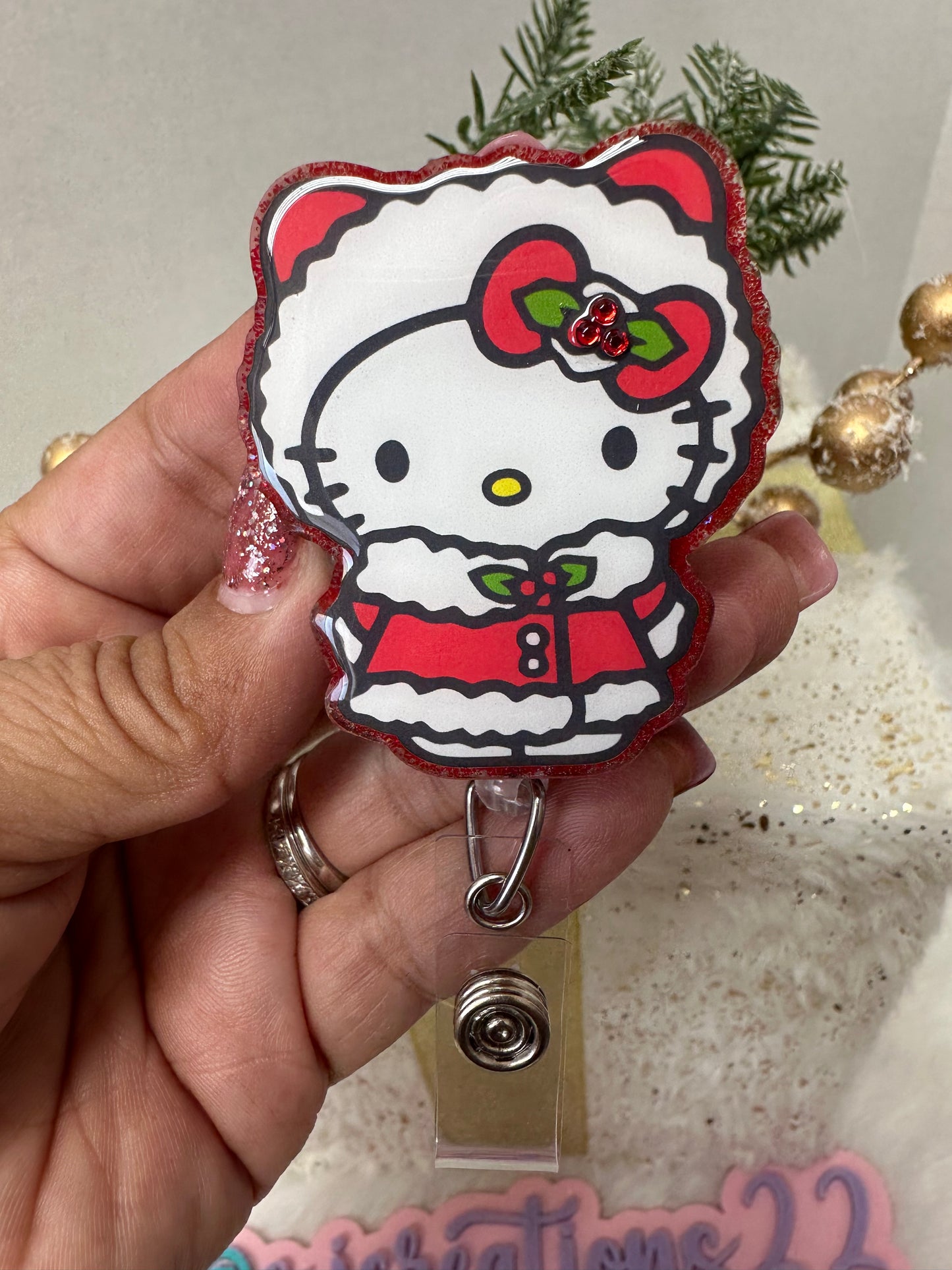 Christmas Kitty Badge Reel