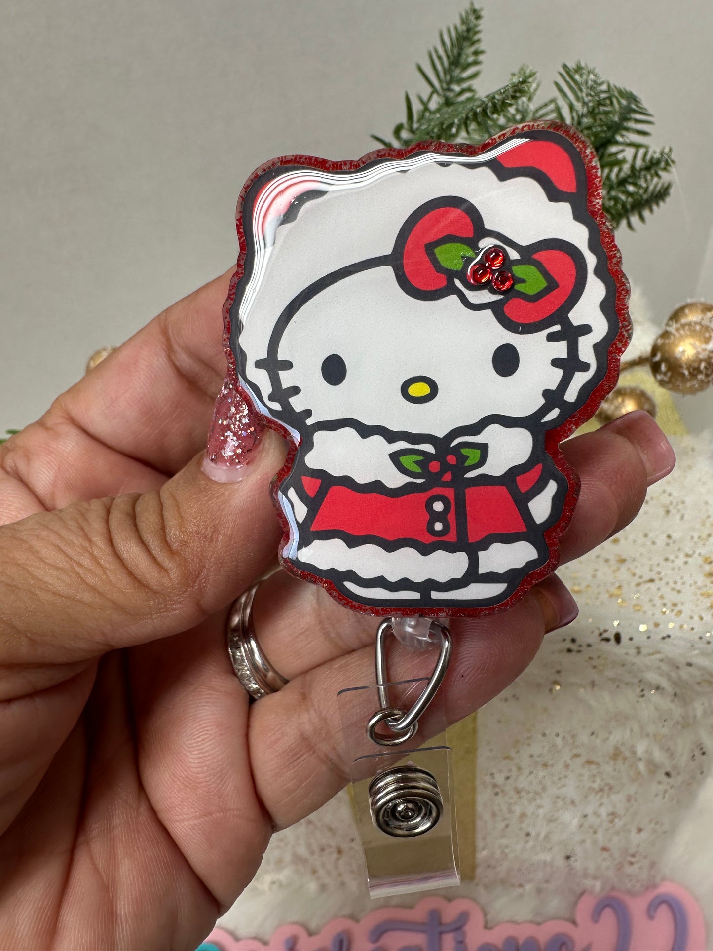 Christmas Kitty Badge Reel