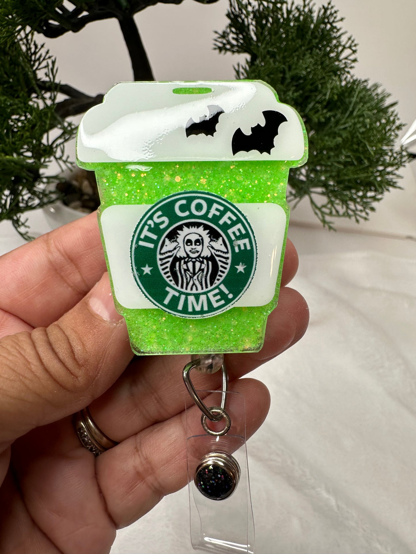 Glow in the dark It’s Coffee Time Badge Reel