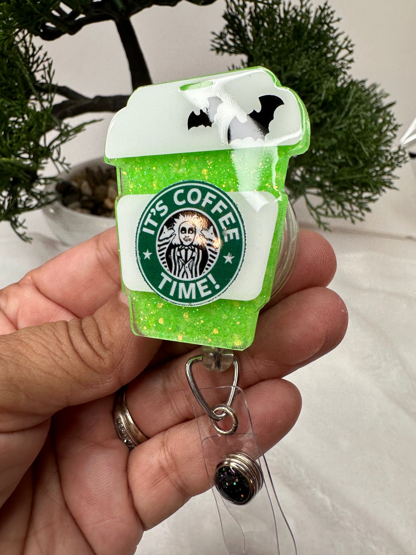 Glow in the dark It’s Coffee Time Badge Reel