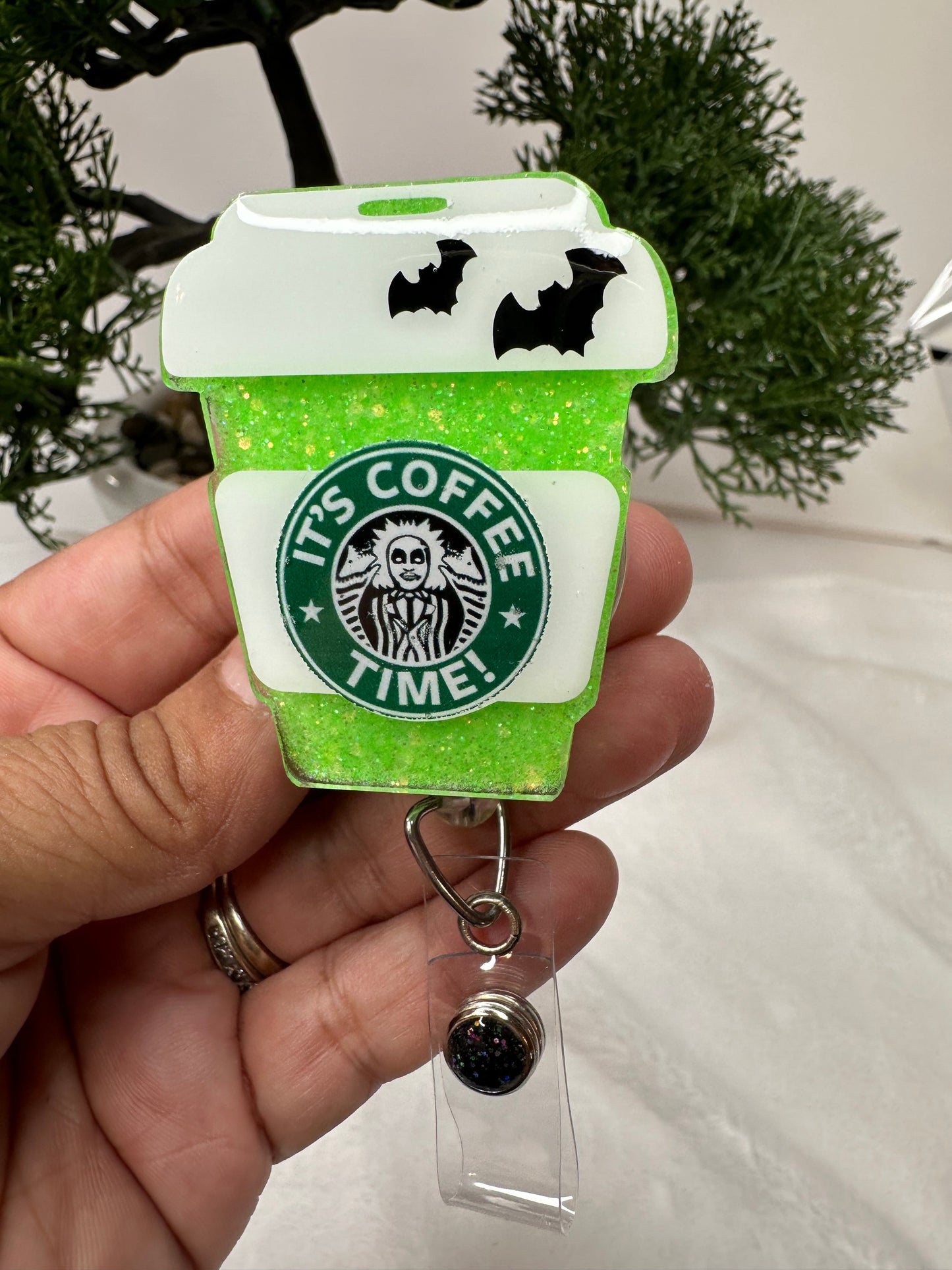 Glow in the dark It’s Coffee Time Badge Reel