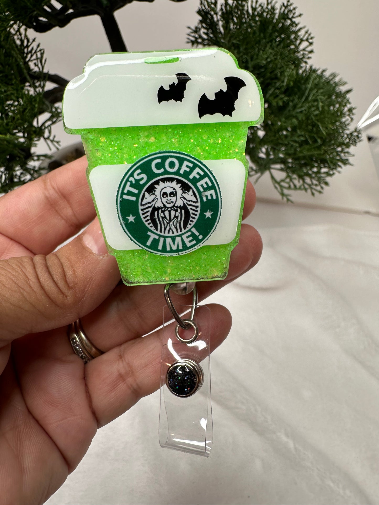 Glow in the dark It’s Coffee Time Badge Reel