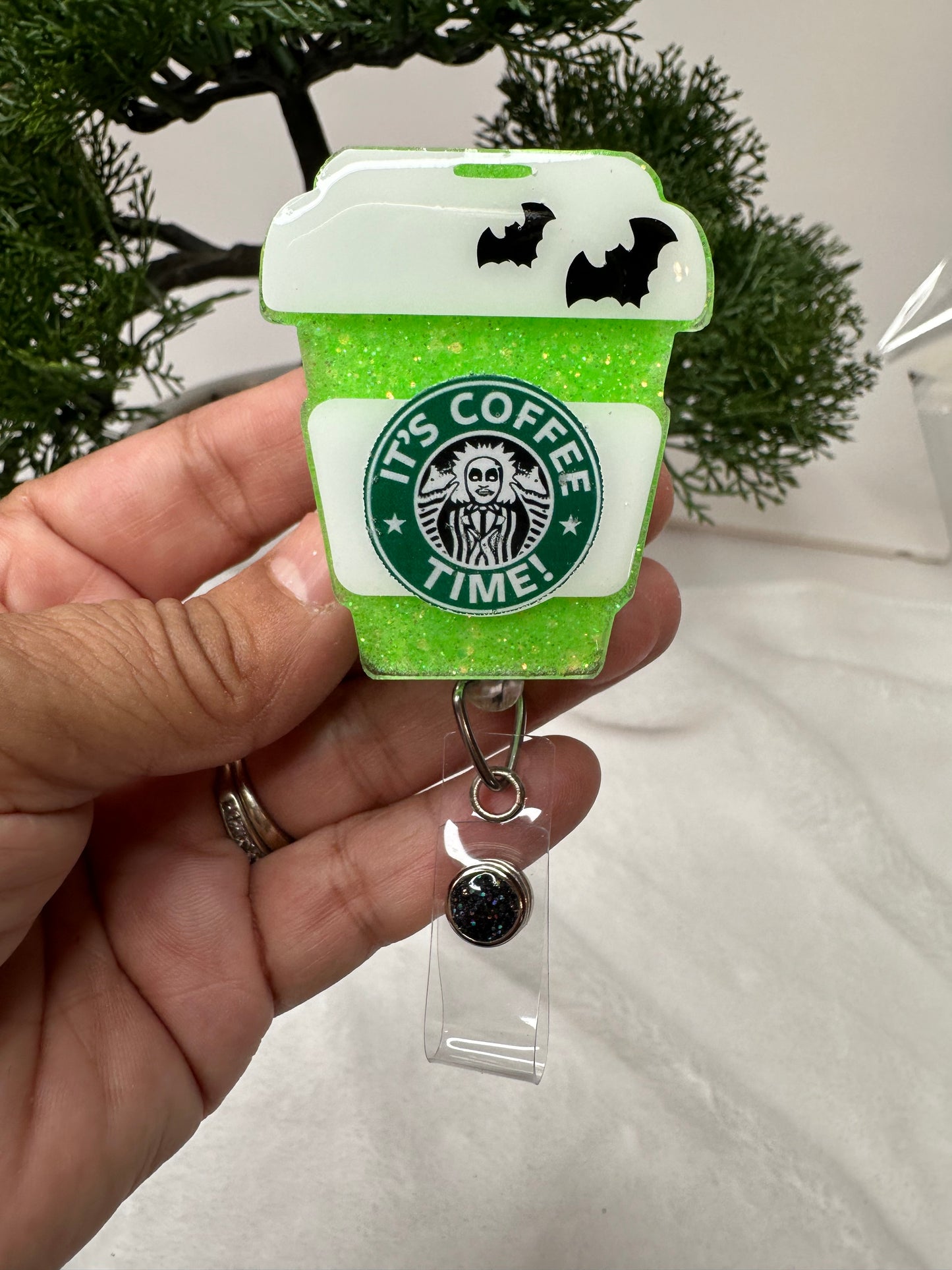 Glow in the dark It’s Coffee Time Badge Reel