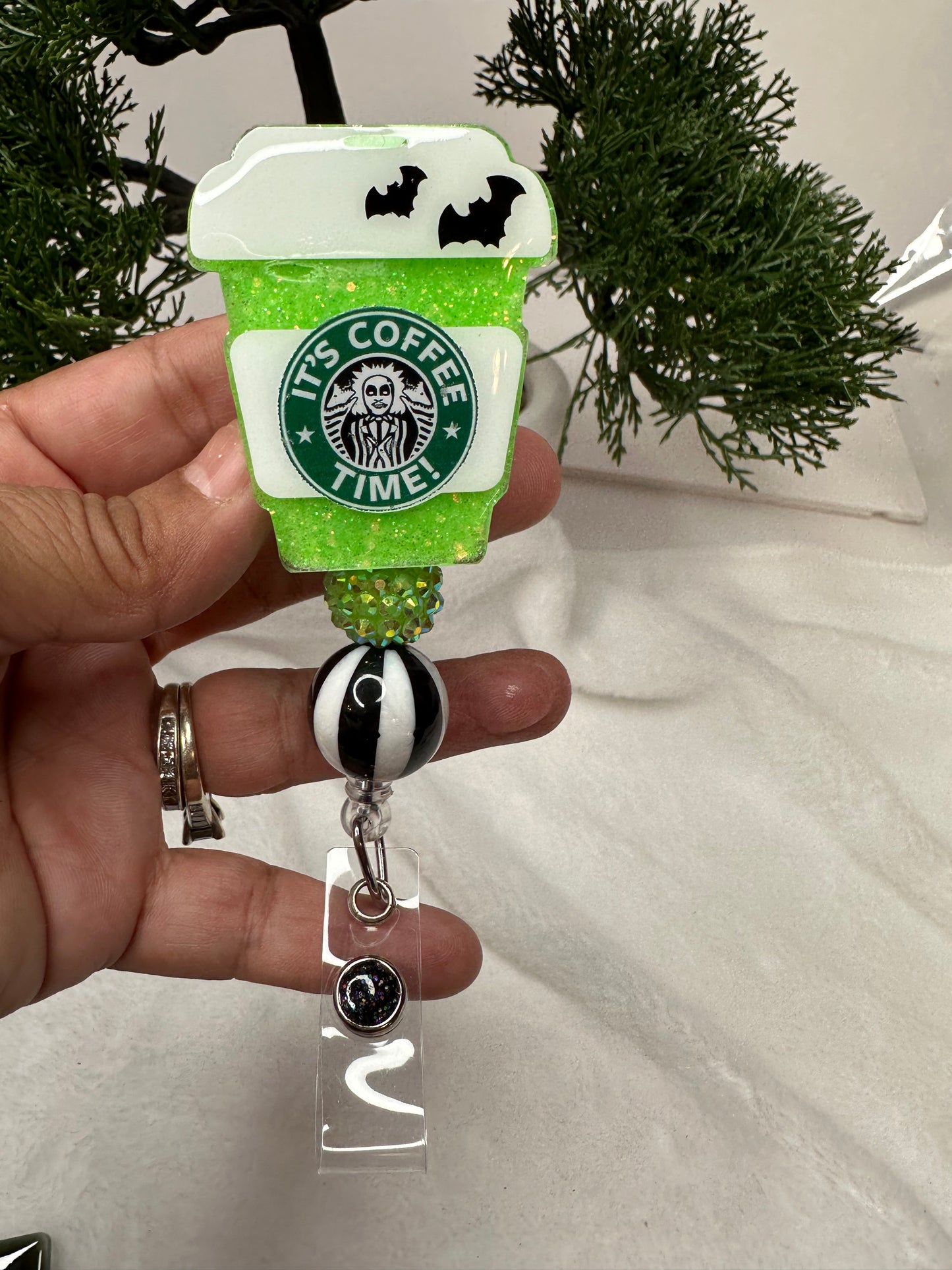 Glow in the dark It’s Coffee Time Badge Reel