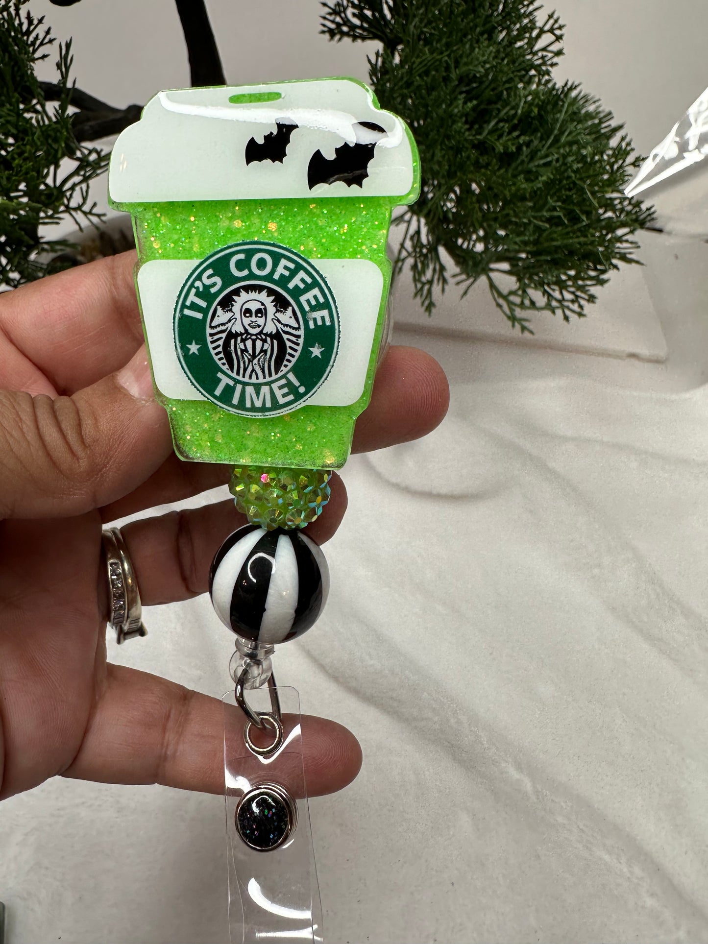 Glow in the dark It’s Coffee Time Badge Reel