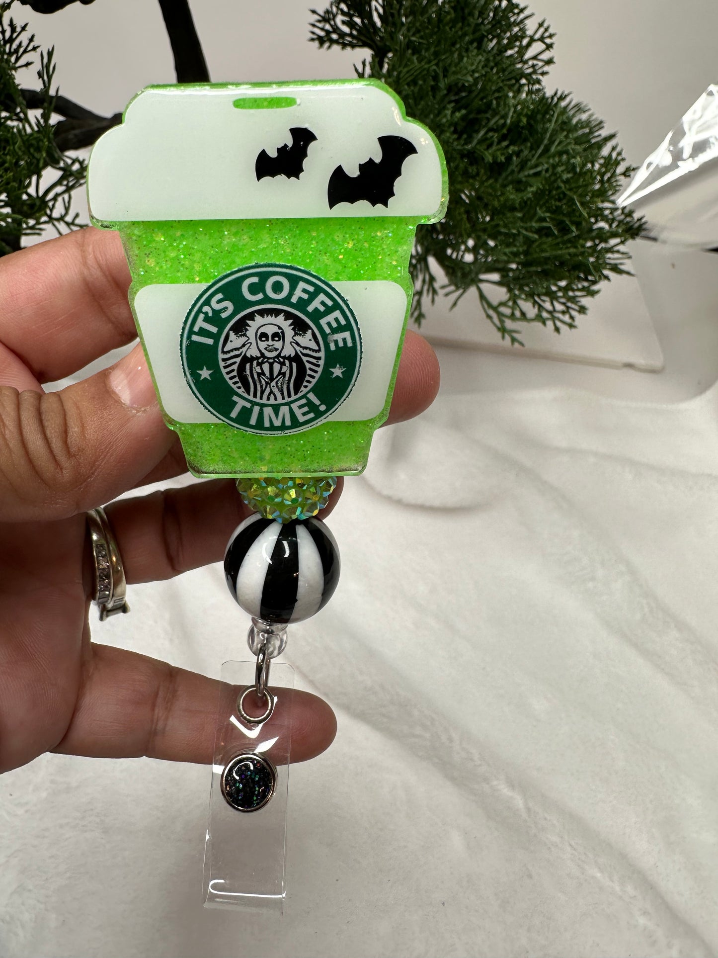 Glow in the dark It’s Coffee Time Badge Reel