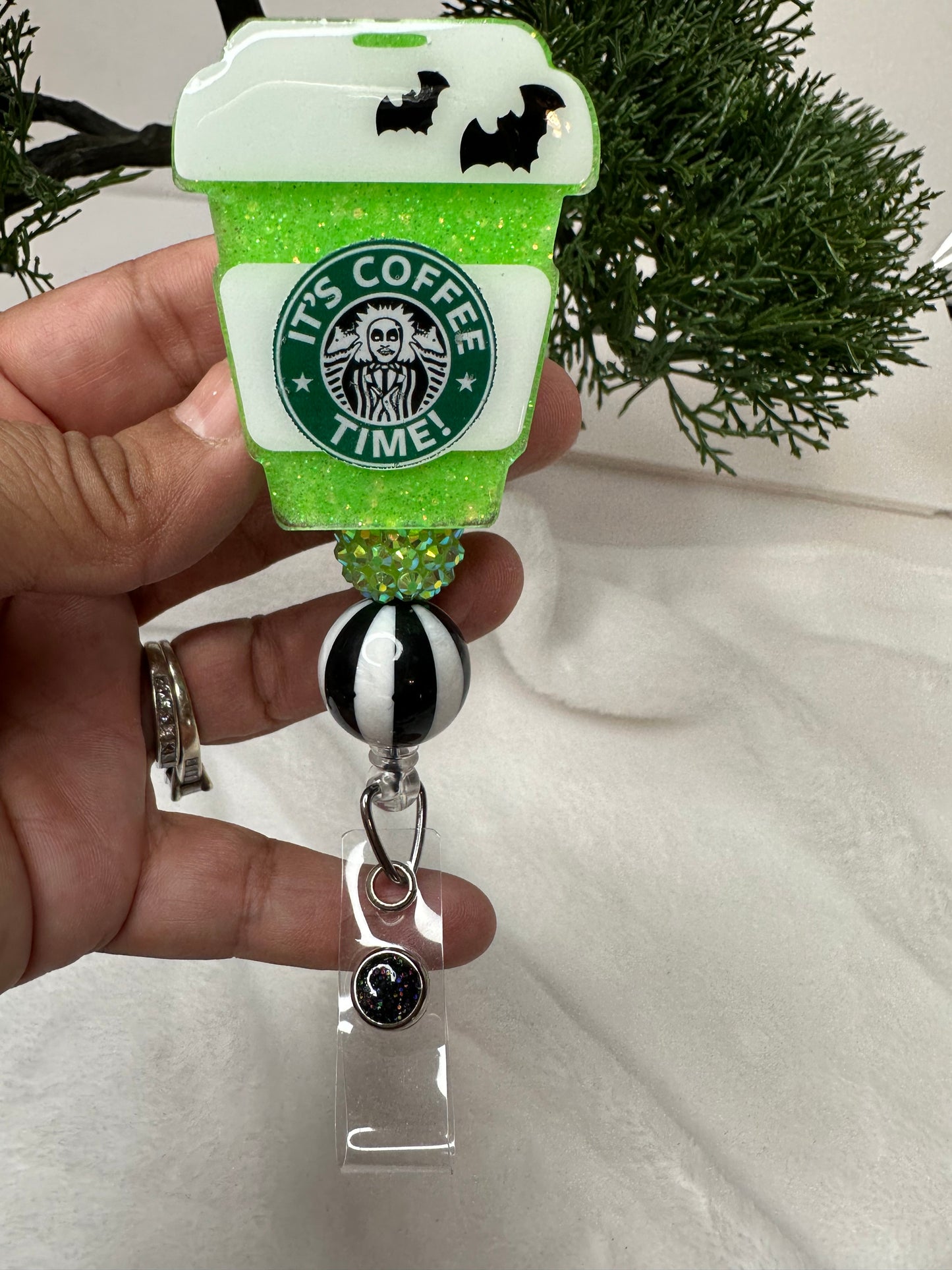 Glow in the dark It’s Coffee Time Badge Reel