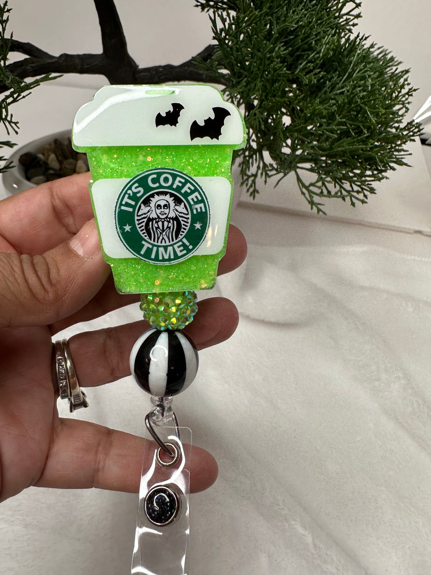 Glow in the dark It’s Coffee Time Badge Reel