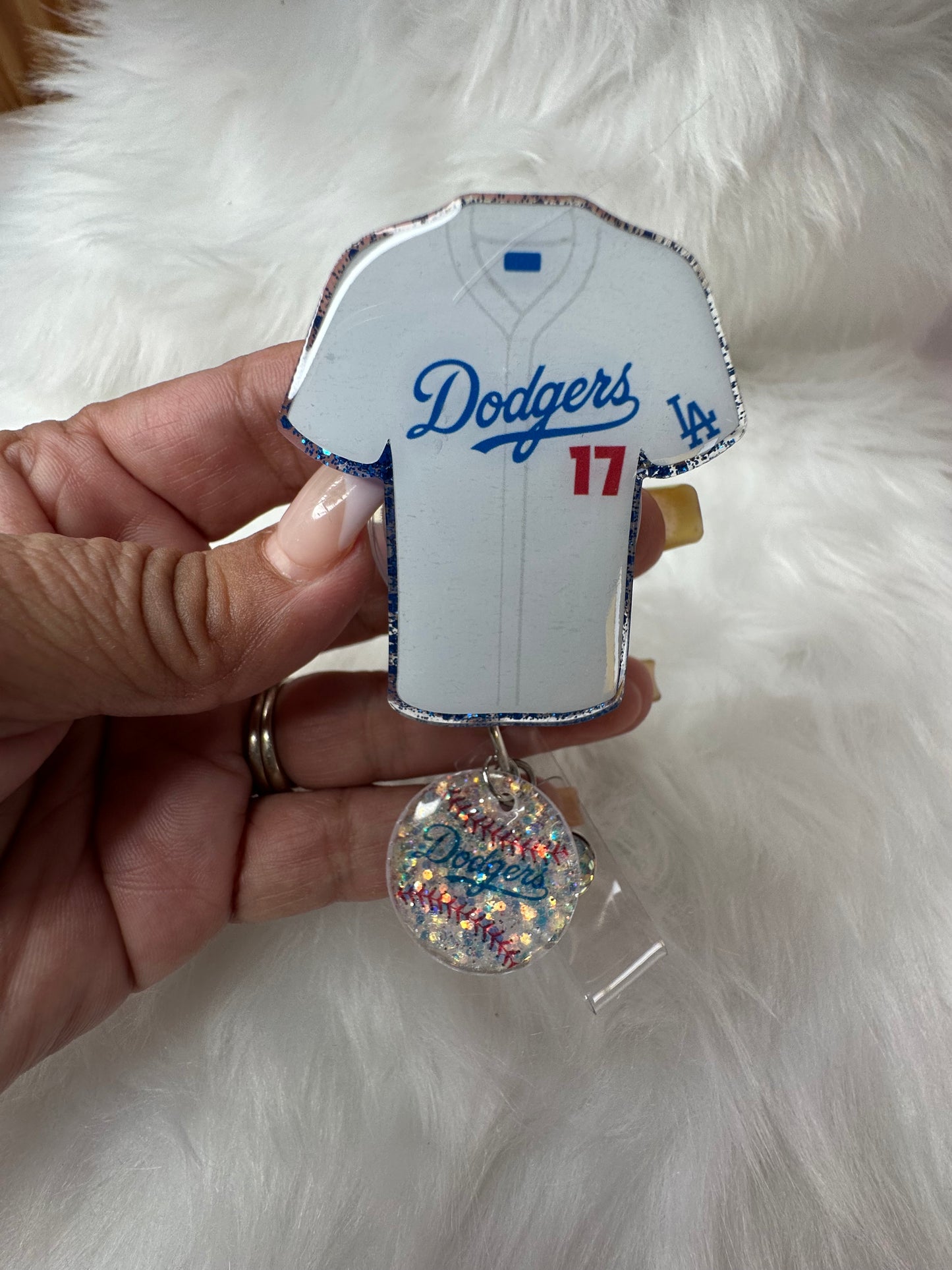 LA Blue Baseball Jersey Badge Reel